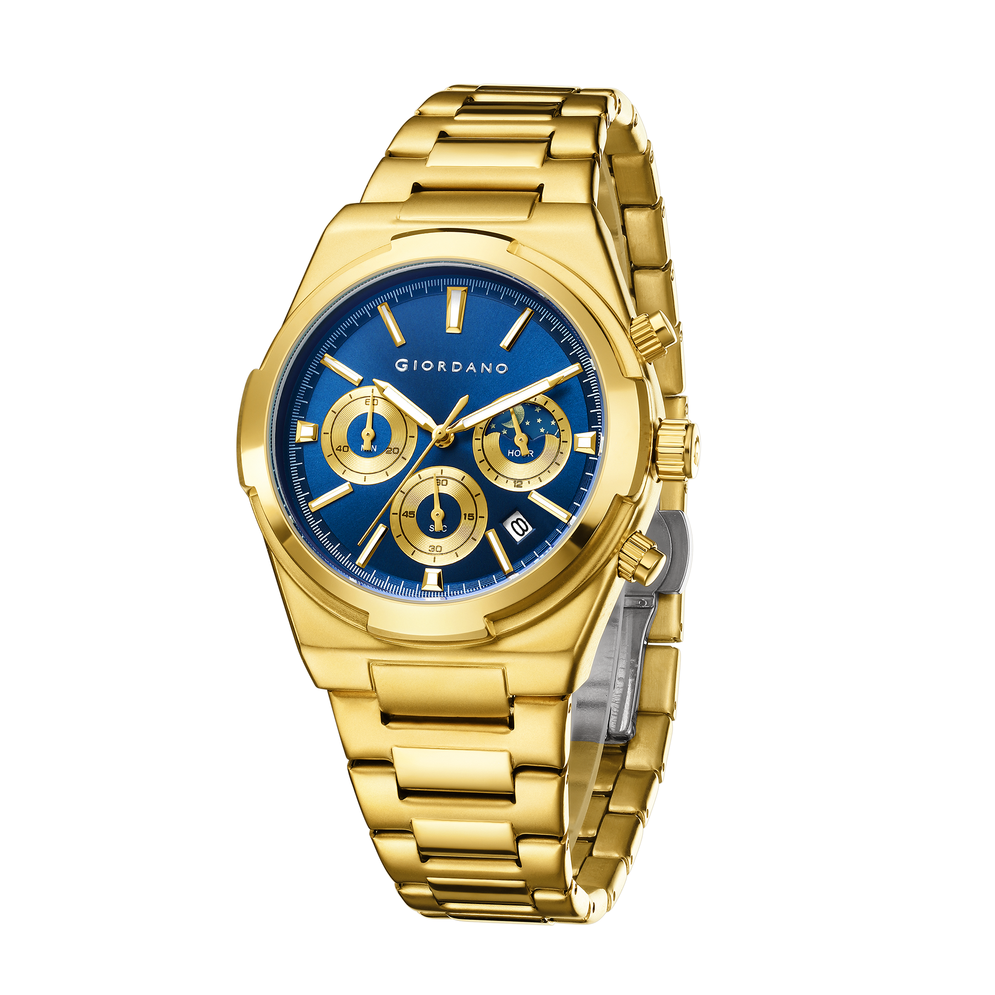 Giordano Luxury multifunctional Watch for Men with round dial, date display and Stainless Steel Strap | GZ-50152-44