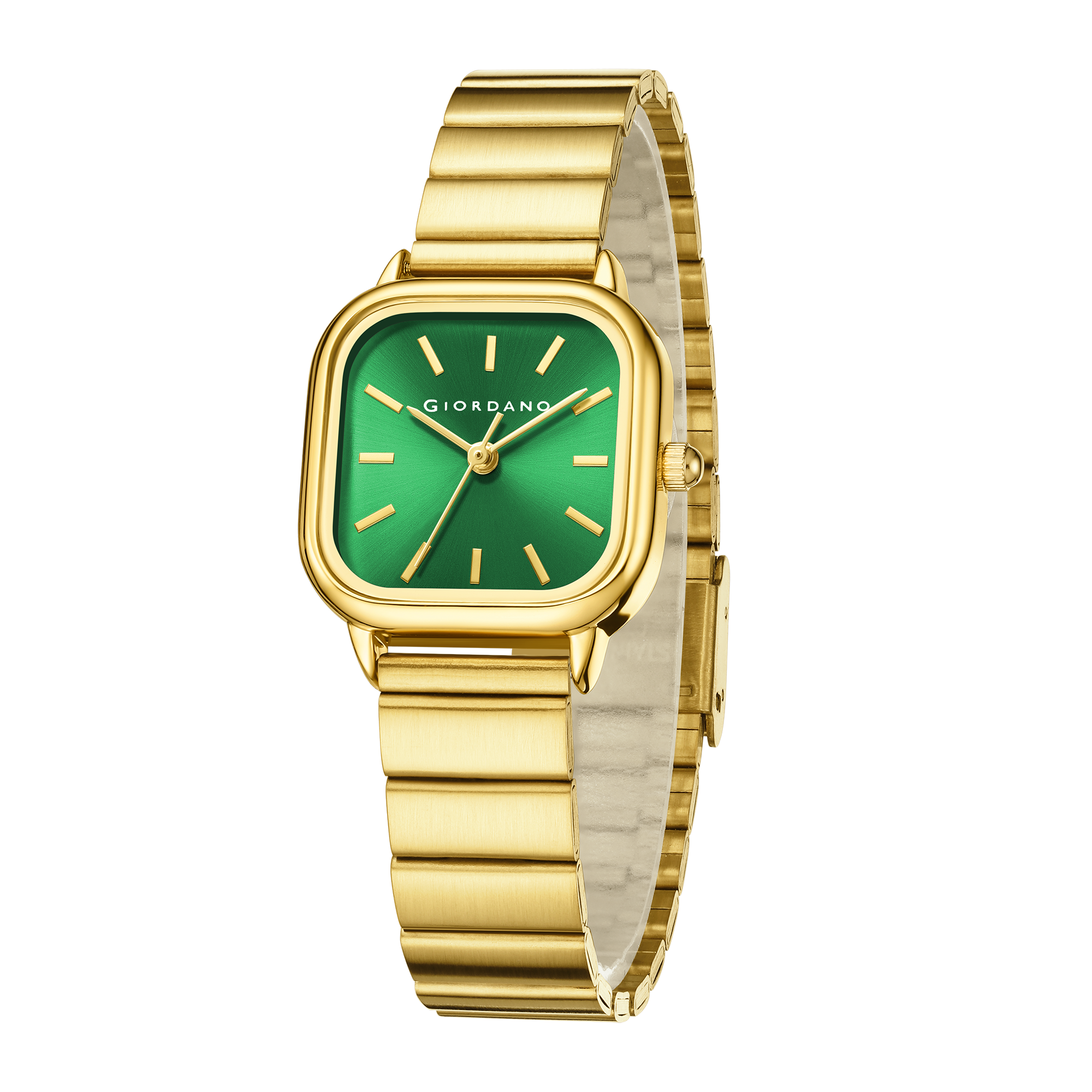 Giordano Classic Square Watch for Women – Polished Stainless Steel Strap, Minimalist Compact Design | GZ-60098-44