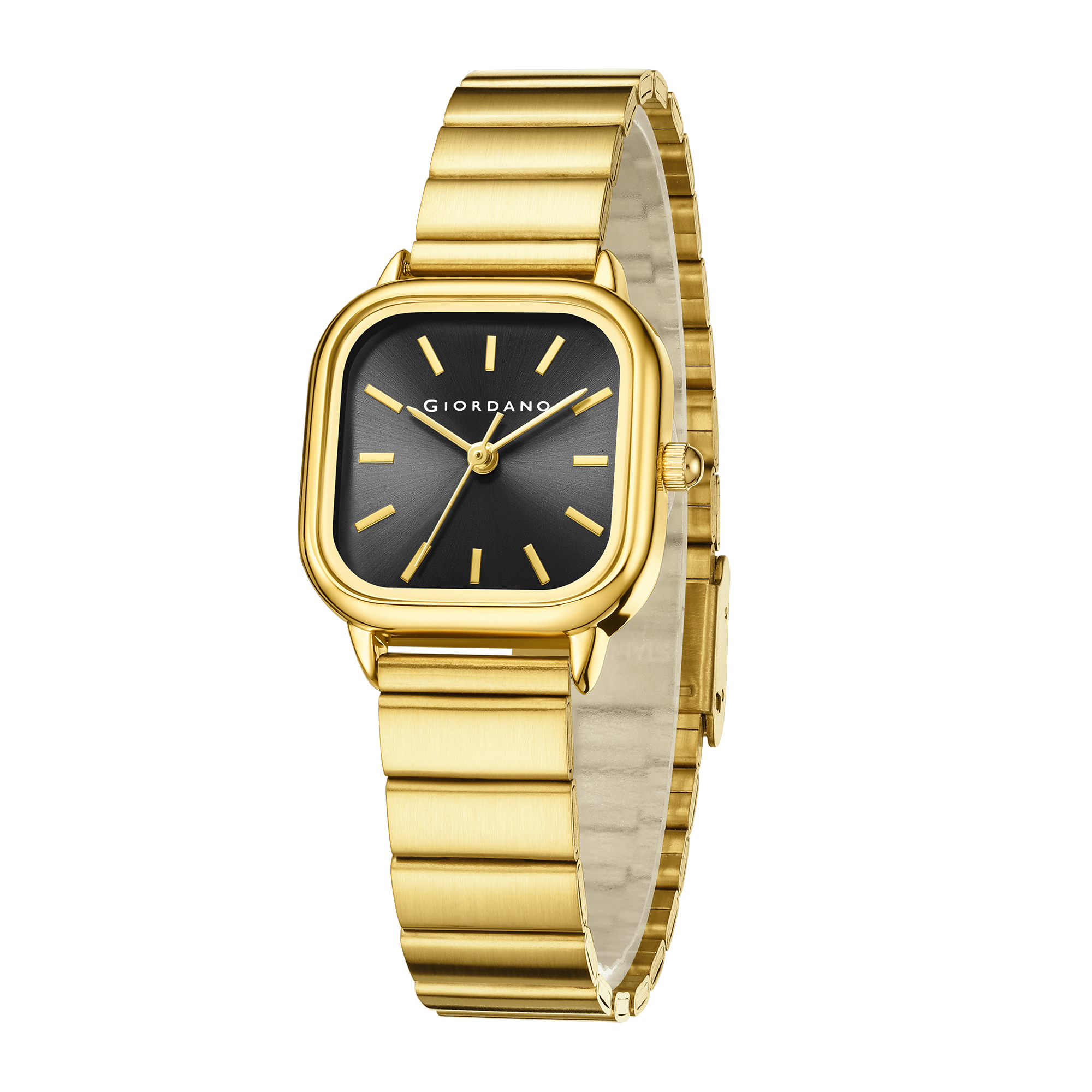 Giordano Classic Square Watch for Women – Polished Stainless Steel Strap, Minimalist Compact Design | GZ-60098-22