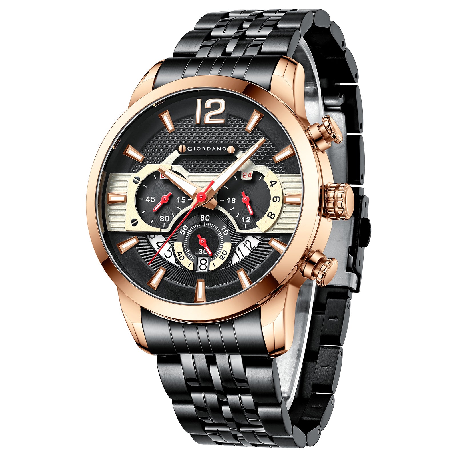 Giordano Analog Wrist Watch for Men Stylish Metal Strap with Water Resistant Multifunction Mechanism Watch GZ-50032-33