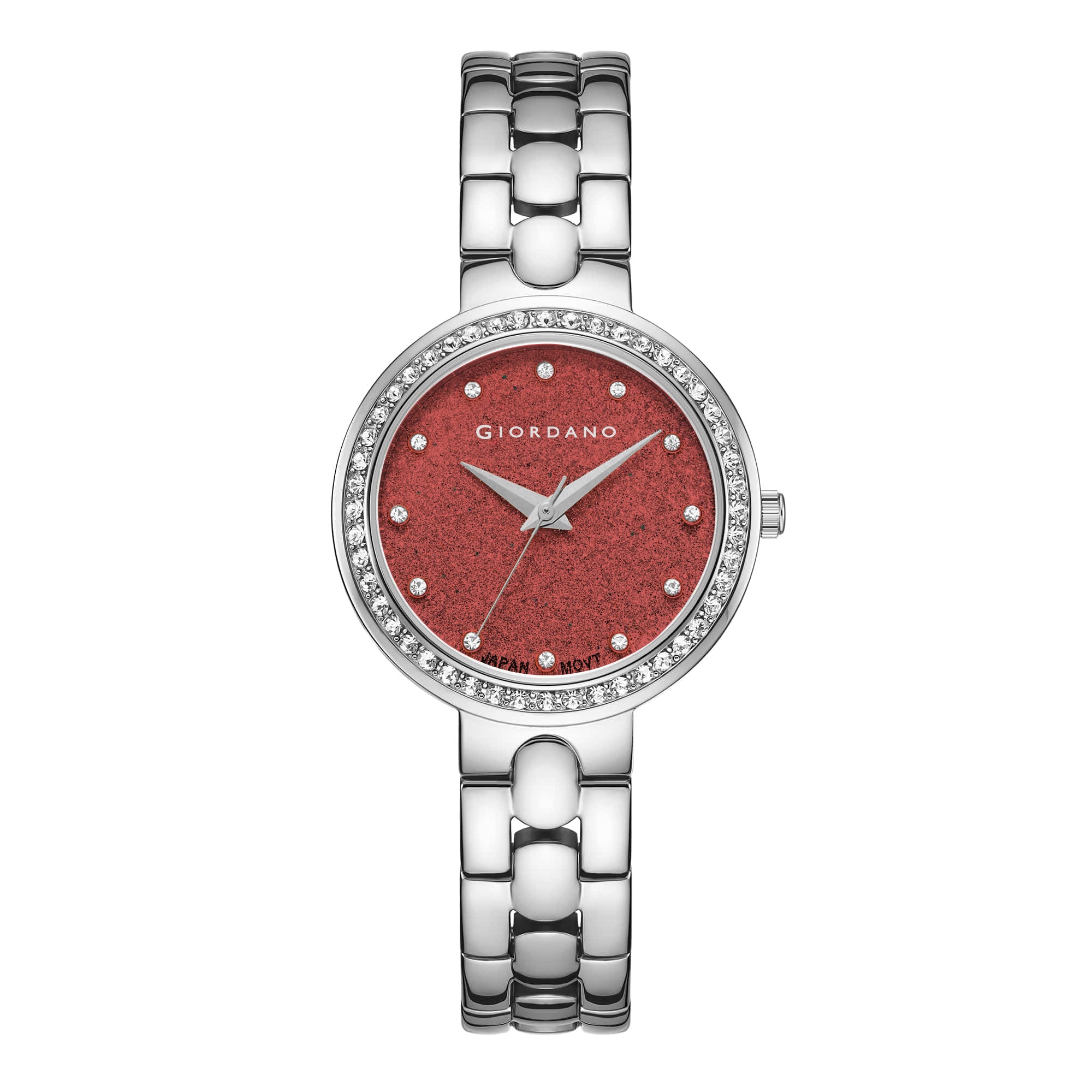 Giordano Silver Shimmer Collection Analog Watch for Women with Diamond Studded Case, Shimmer Dial and Stylish Stainless Steel Strap A2068-22