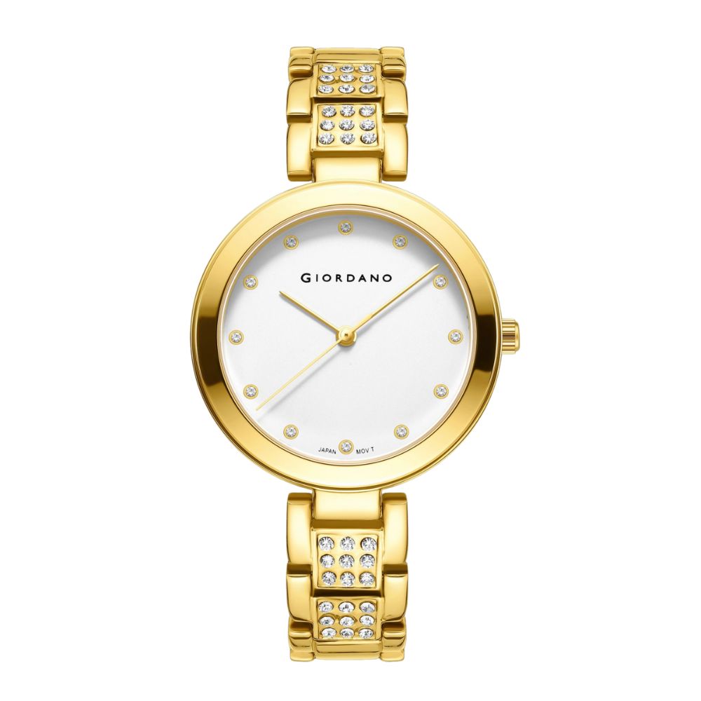 Giordano Eleganza Collection Analog Watch for Women with Crystal-Studded Strap & Diamond Indices-A2037-22