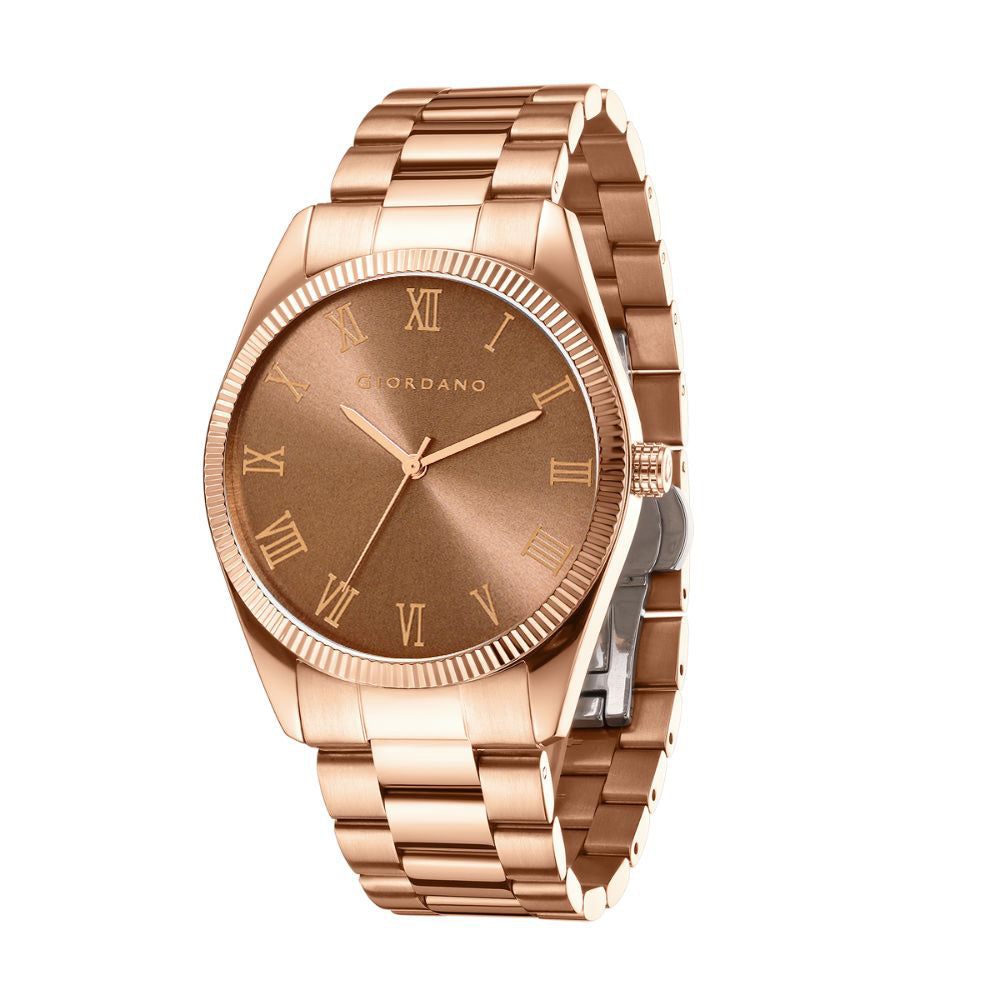 Giordano Analog Wrist Watch for Men Stylish Metal Strap with Water Resistant 3 Hand Mechanism for Men and Boys to Compliment Your Look/Ideal Gift for Male - GZ-50112-GZ-50112-44