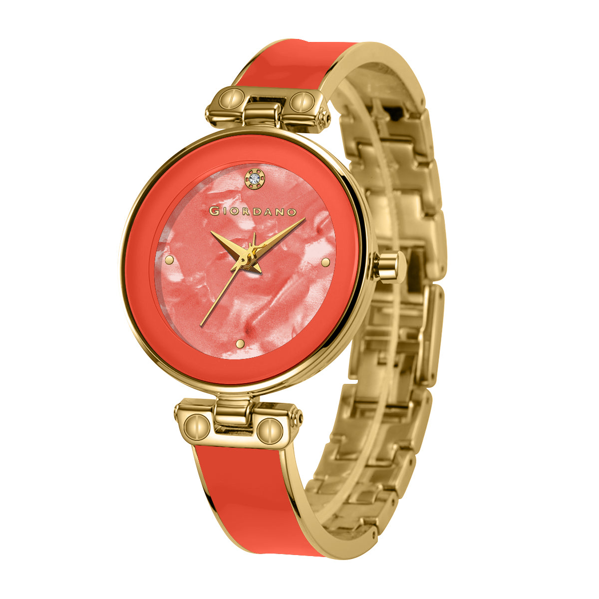Giordano Designer Analog Watch for Women – Glossy Round Dial & Bracelet Style Stainless Steel Strap | GZ-60099-55