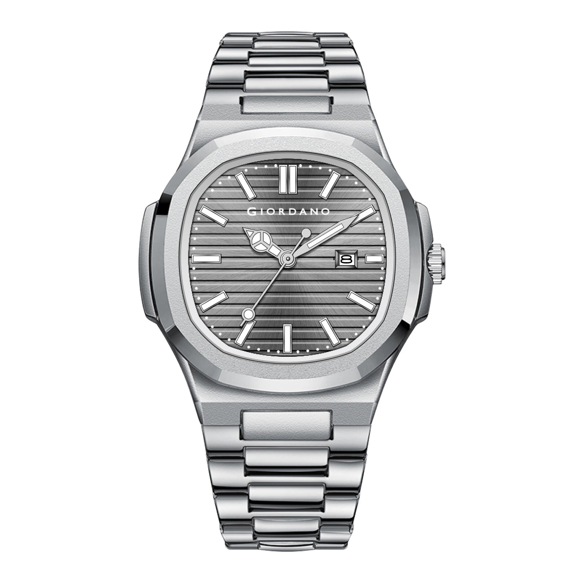 Giordano Analog Watch for Men – Textured Dial, Stainless Steel Strap, Date Display, Quartz Movement, Water Resistant | GZ-50134-66