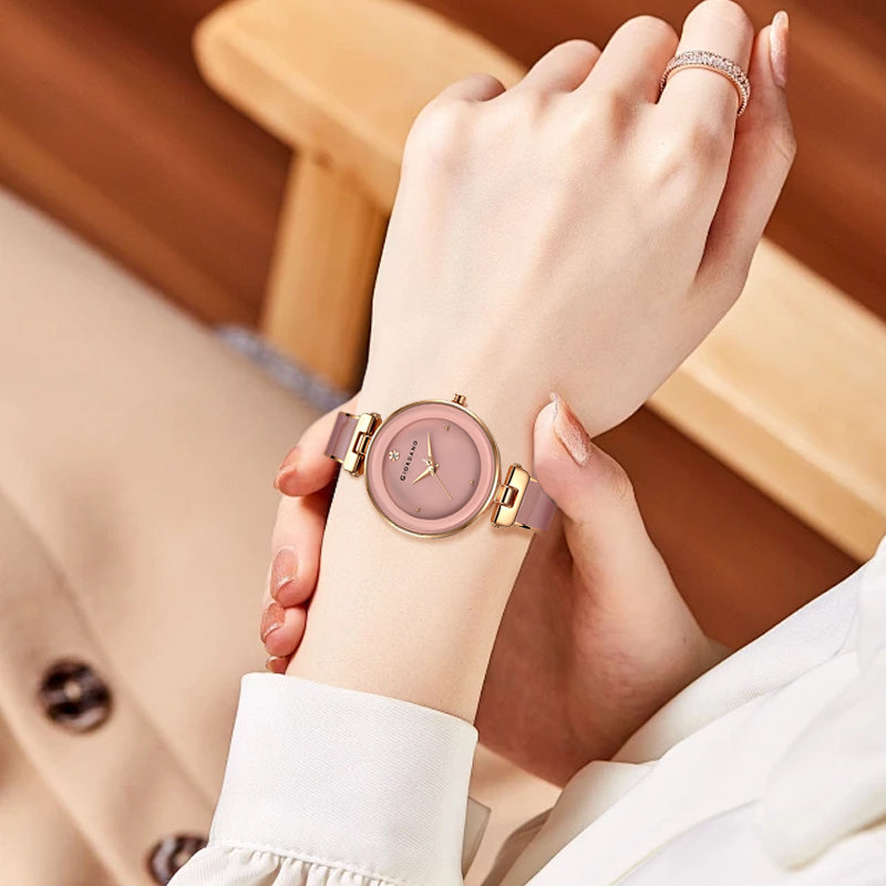 Giordano Designer Analog Watch for Women – Glossy Round Dial & Bracelet Style Stainless Steel Strap | GZ-60099-22