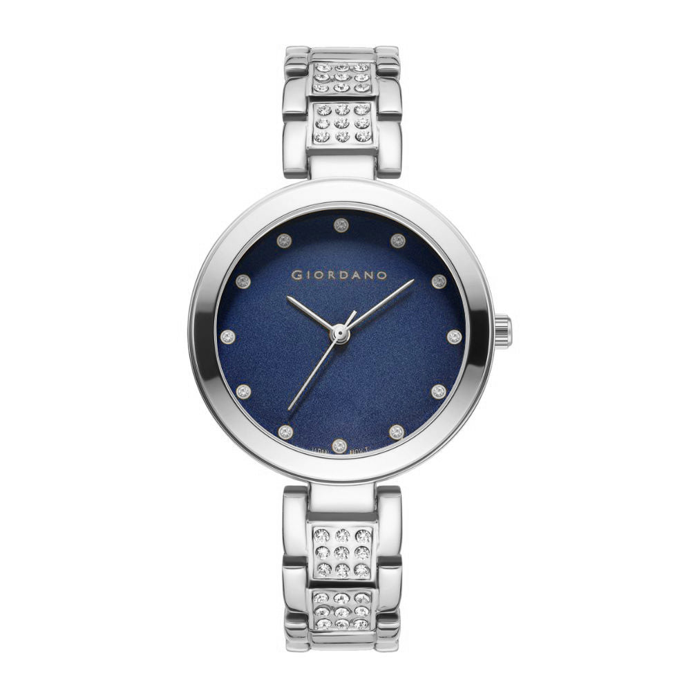 Giordano Eleganza Collection Analog Watch for Women with Crystal-Studded Strap & Diamond Indices-A2037-66
