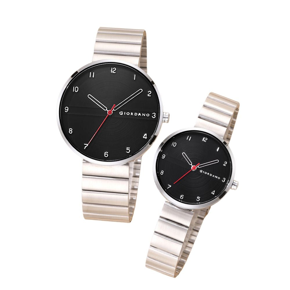 Giordano Analog Couple Watch Set – Elegant Dial with Stainless Steel Strap – His & Hers Matching Watches – Minimalist Unisex Design | GZ-992-SET-11