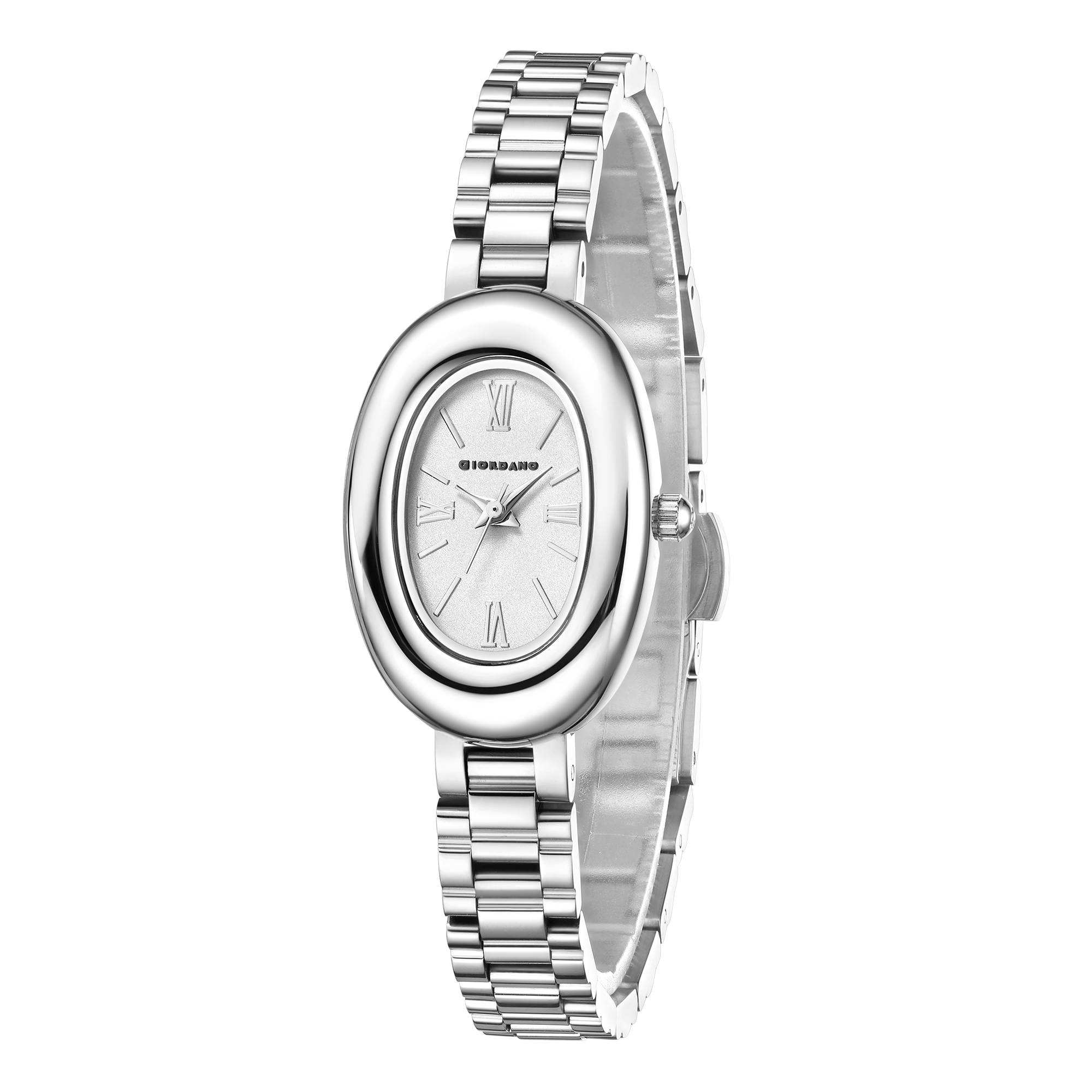 Giordano Oval Shape Dial Watch for Women – Elegant Roman Numerals, Stainless Steel Strap, Sleek Analog Design | GZ-60115-11
