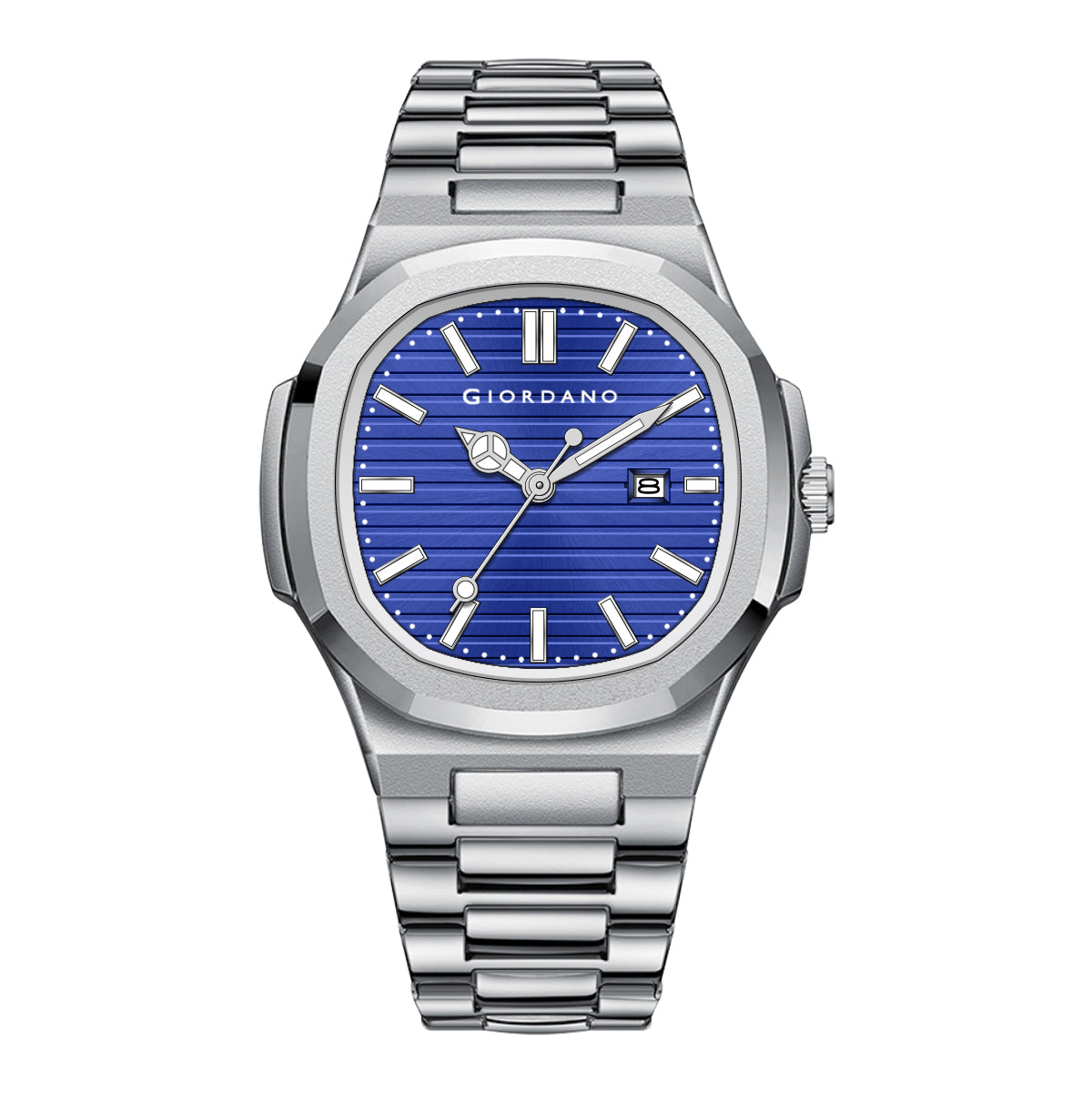 Giordano Analog Watch for Men – Textured Dial, Stainless Steel Strap, Date Display, Quartz Movement, Water Resistant | GZ-50134-55