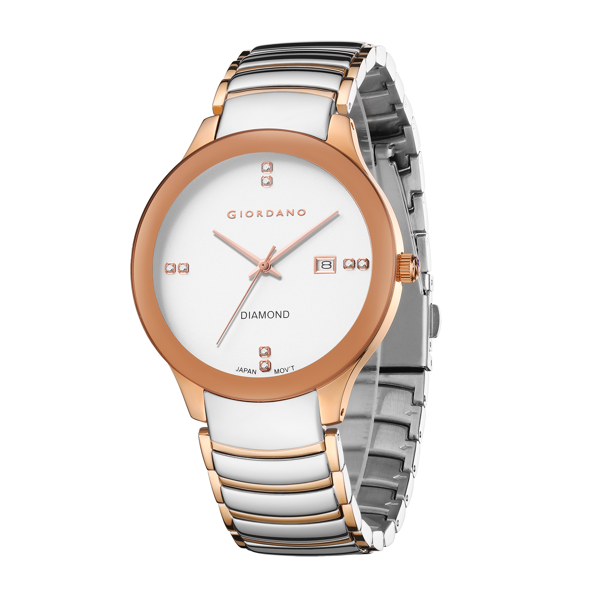 Giordano Classic Analog Watch for Men with Diamond Accents and Stainless Steel Strap GZ-50102-11