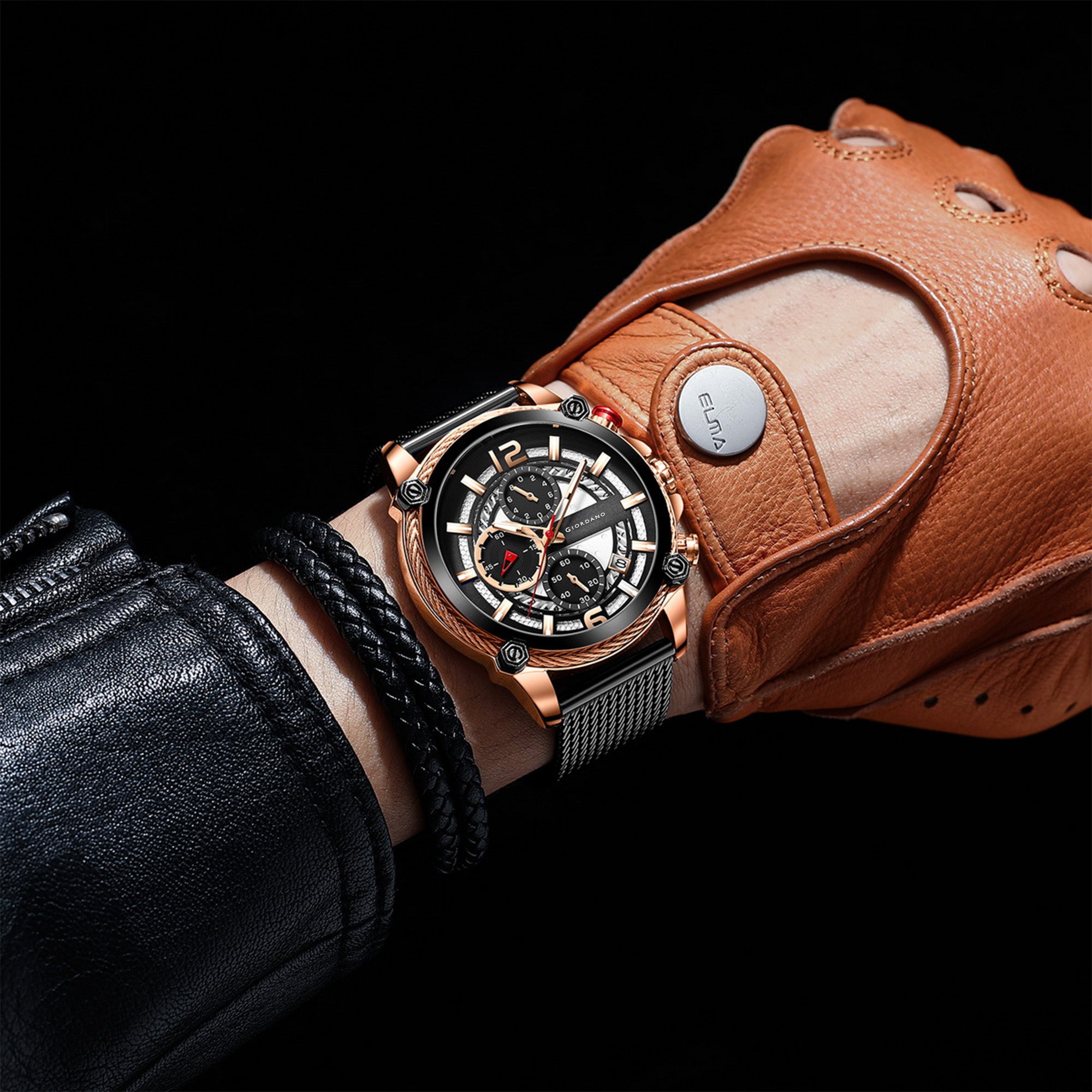 Giordano Analog Watch for Men with Color Variant and Stylish Mesh Strap| Chronograph Multifunctional Mechanism | GZ-50039-22