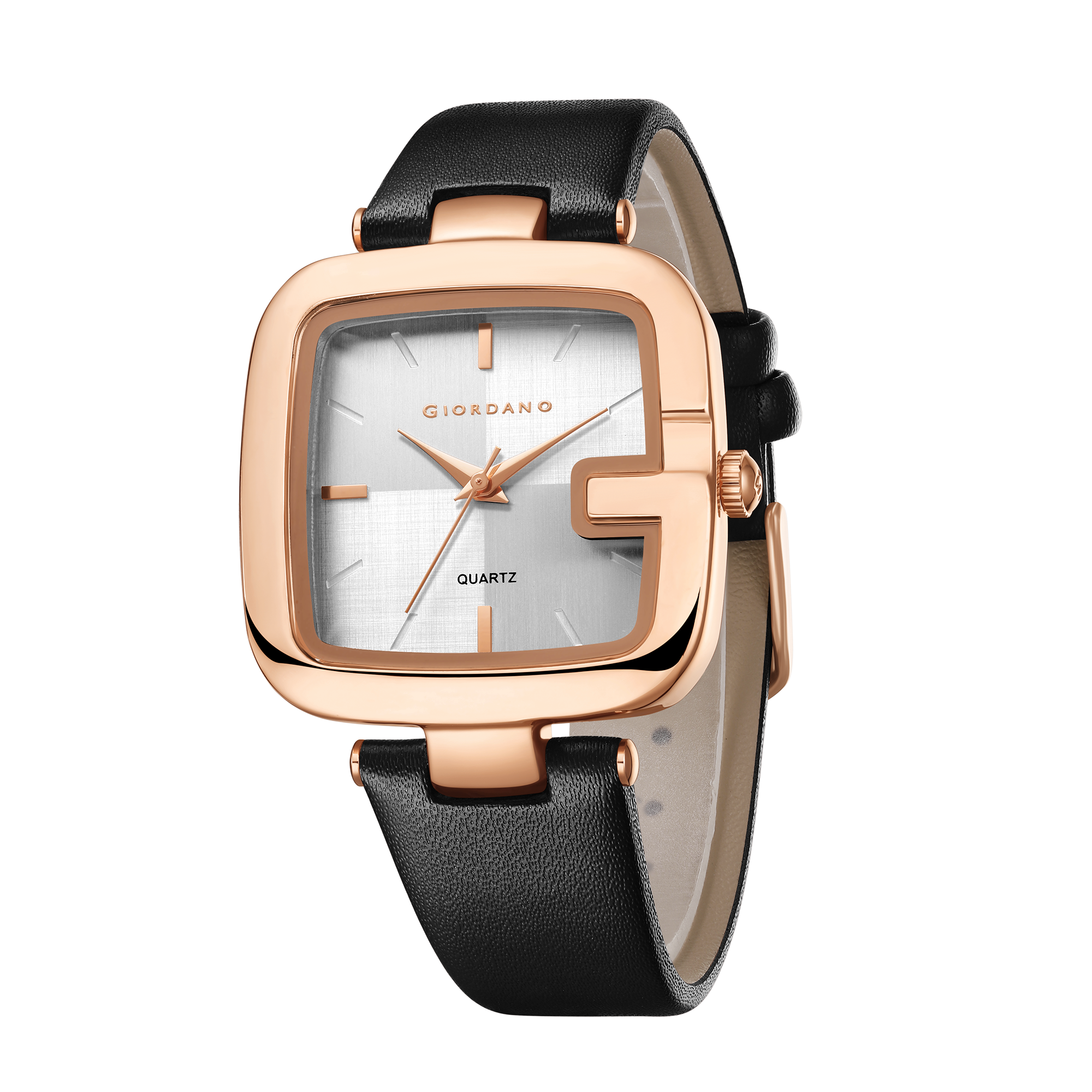 Giordano Square Dial Watch for women with leather strap and Premium Quartz moevment-GZ-60089-01