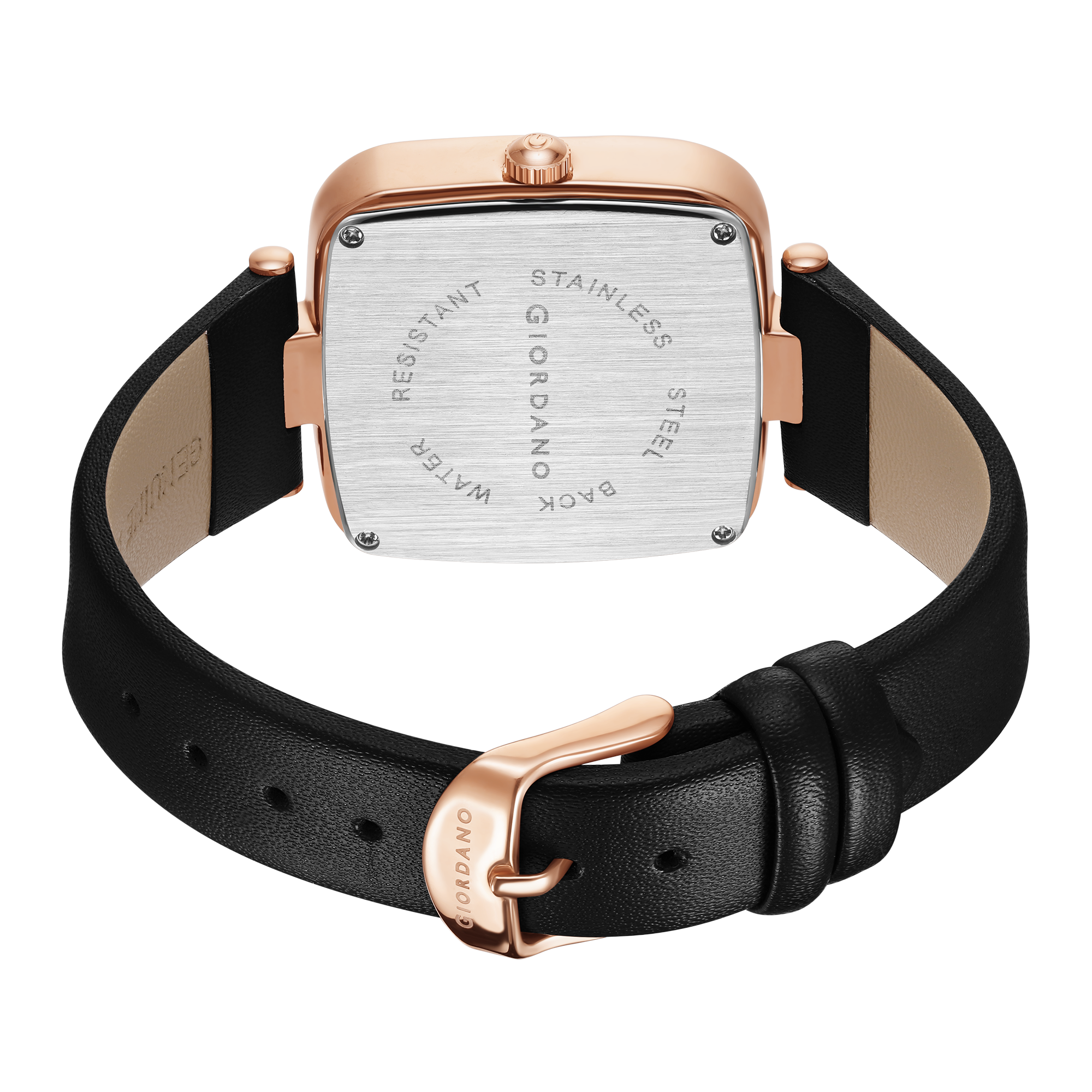 Giordano Square Dial Watch for women with leather strap and Premium Quartz moevment-GZ-60089-01