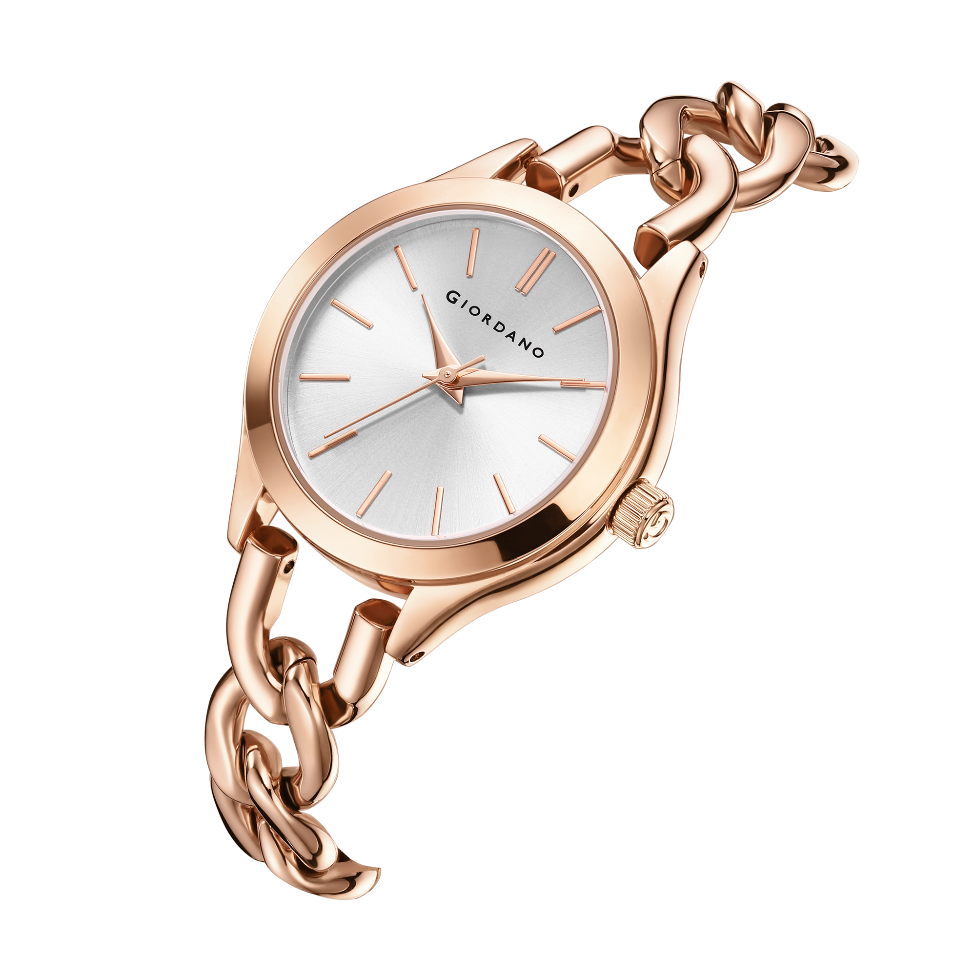 Giordano Modern Analog Watch for Women – Sleek Dial with Unique Chain-Link Bracelet and Stylish Stainless Steel Strap | GZ-60087-22