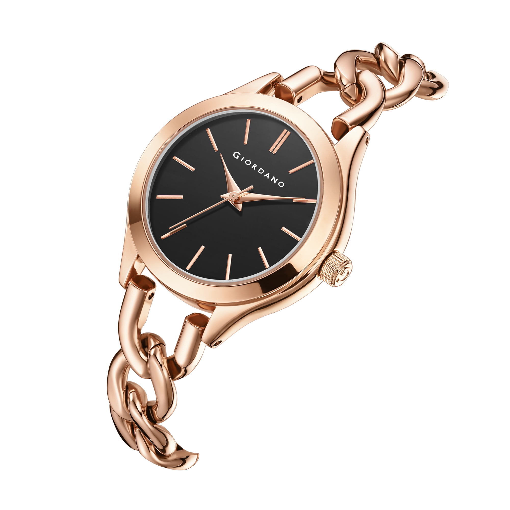 Giordano Modern Analog Watch for Women – Sleek Dial with Unique Chain-Link Bracelet and Stylish Stainless Steel Strap | GZ-60087-11