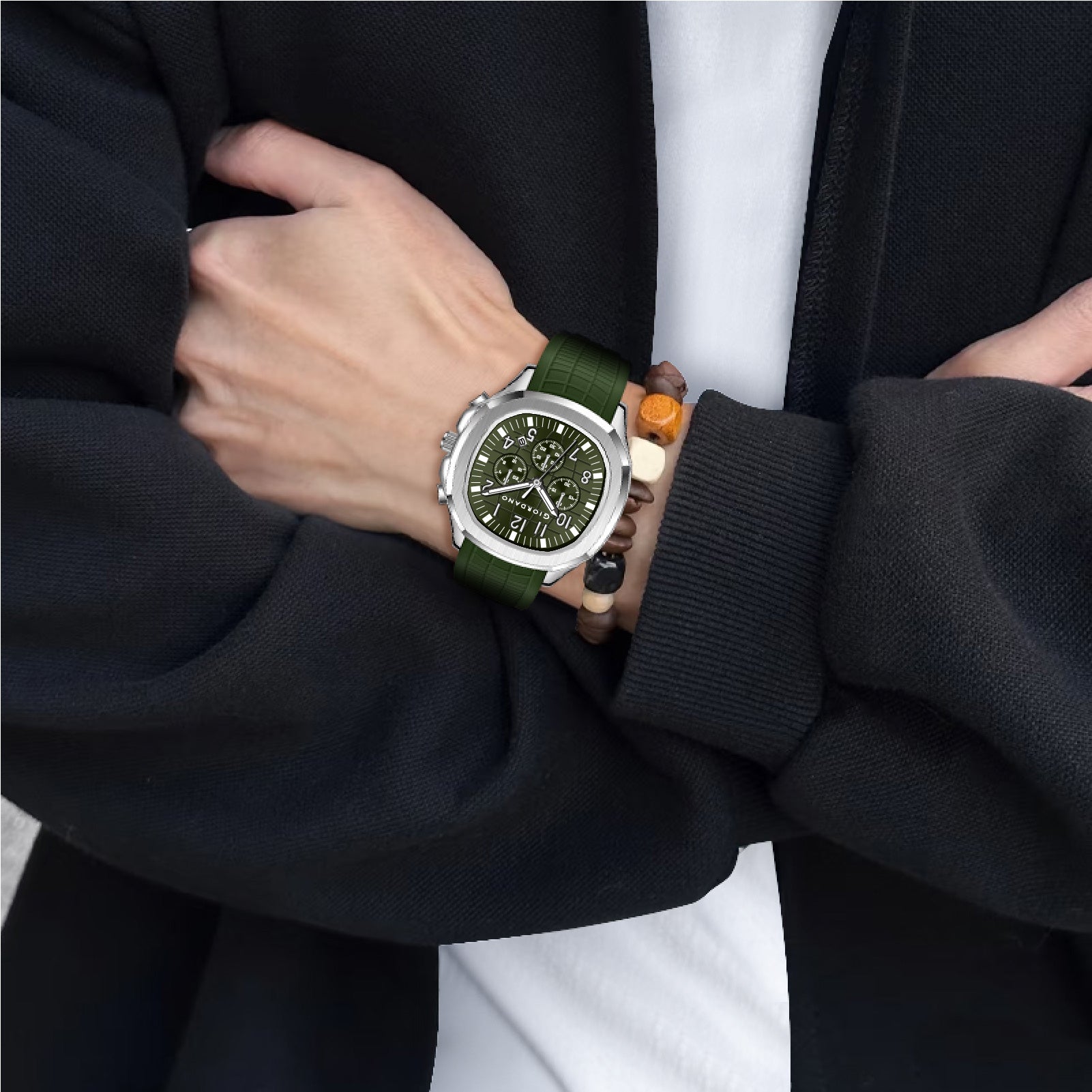 Giordano Precision and Comfort Multi Function Watch for Men with Textured Dial & Trendy Silicone Band | GZ-50143-04