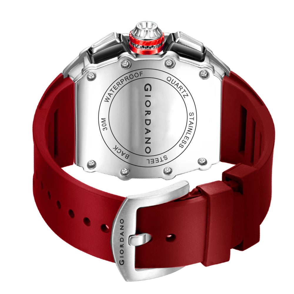 Giordano SPYDER Multifunction Watch - with Day, Date, and 24-Hour Sub-Dials | Water Resistant Square dial Unique Design Wrist Watch for Man | Best Gift for Males - GZ-50120-04