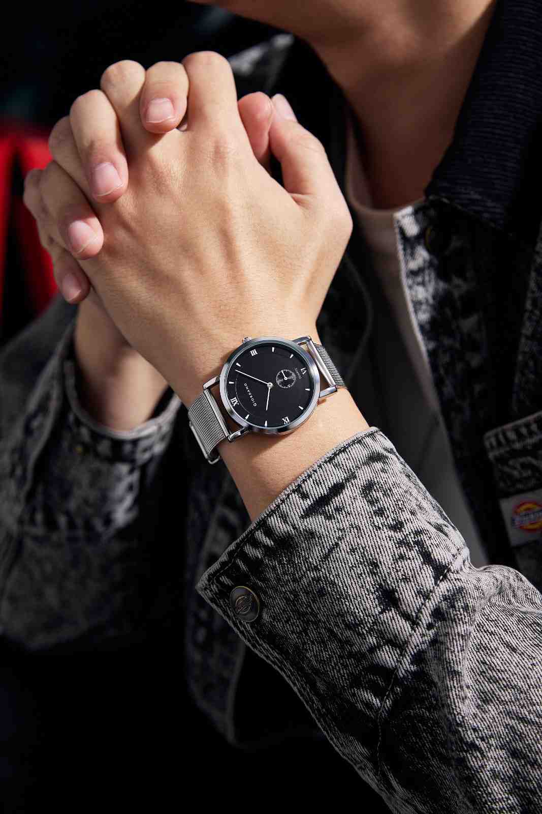 Giordano Classic Analog Quartz Watch for Men – Mesh Metal Strap, Minimalist Dial with Roman Numerals, Slim Elegant Dress Watch - GZ-50186-33