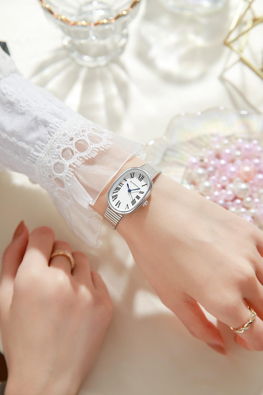 GIORDANO Luxury Analog Watch for Women with Oval Roman Numeral Dial, Stainless Steel Strap, Quartz Movement - GZ-60125-22