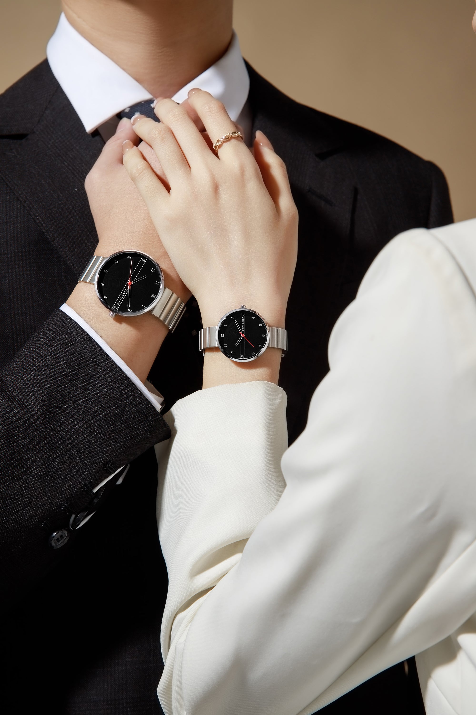 Giordano Analog Couple Watch Set – Elegant Dial with Stainless Steel Strap – His & Hers Matching Watches – Minimalist Unisex Design | GZ-992-SET-11