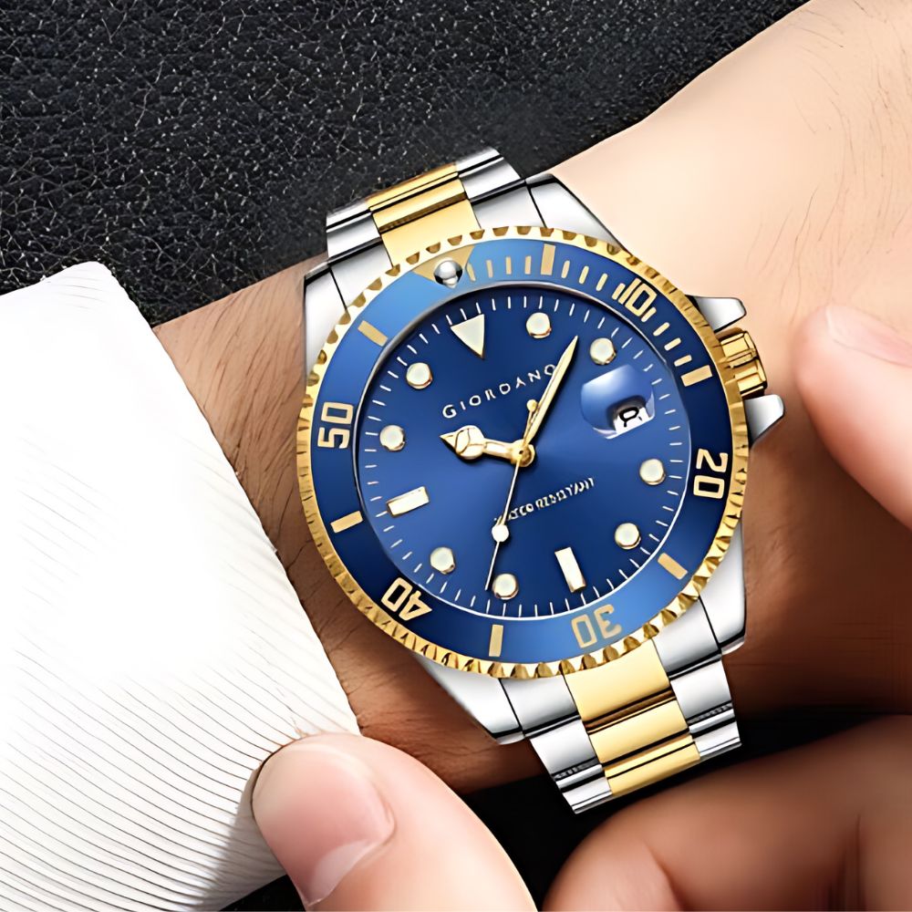 Giordano Premium Analog Watch for Men with Rotating Bezel, Stainless Steel Strap and Date Display | GZ-50006-88
