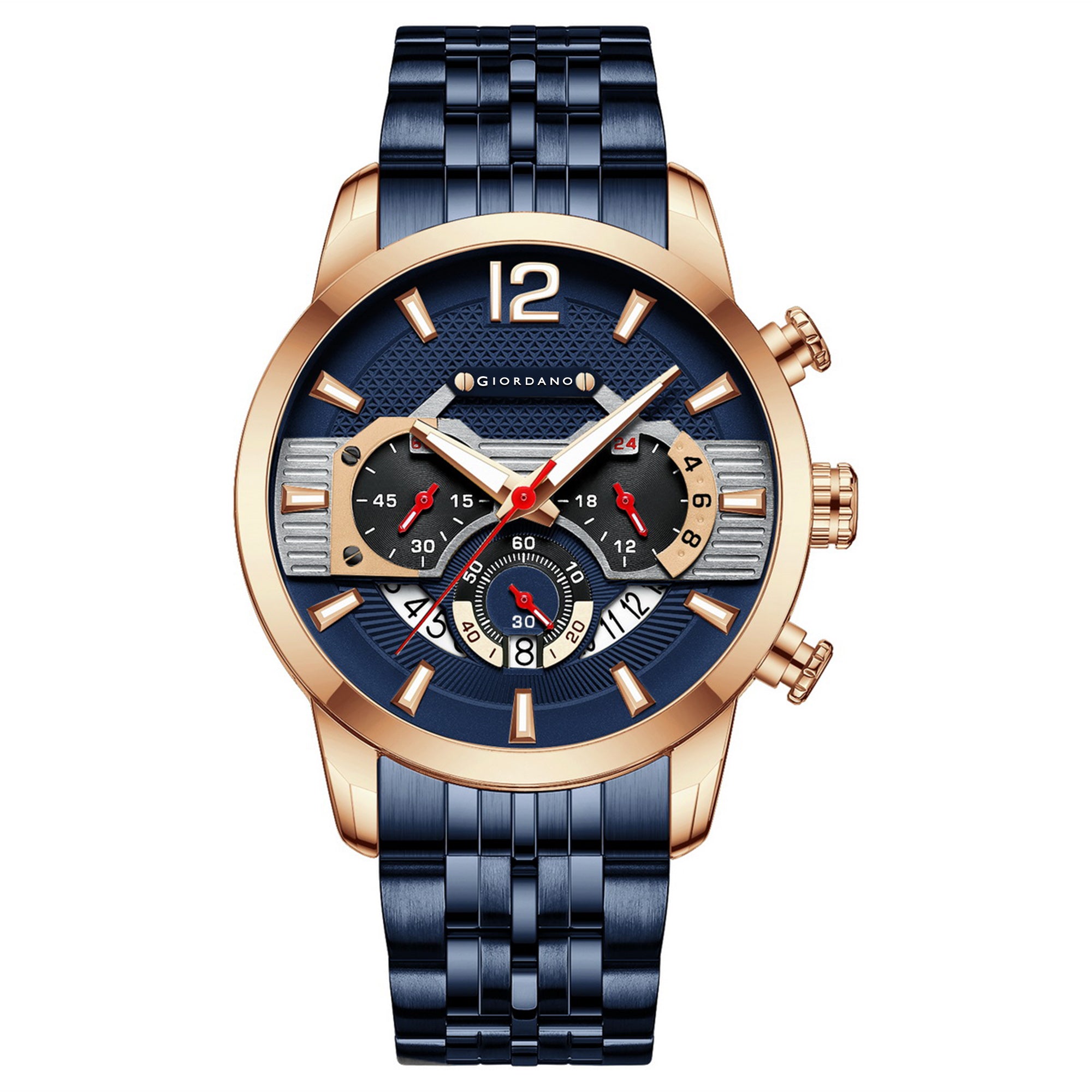 Giordano Analog Wrist Watch for Men Stylish Metal Strap with Water Resistant Multifunction Mechanism Watch GZ-50032-44