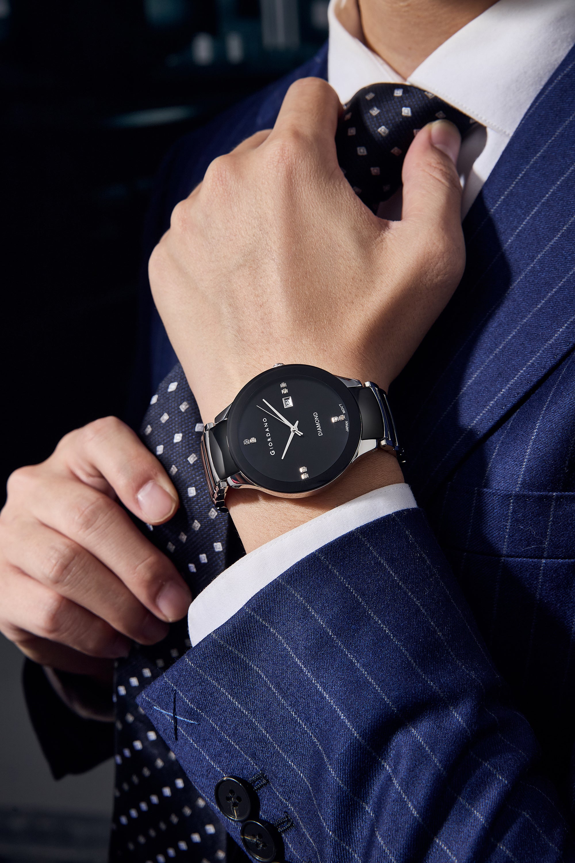 Giordano Classic Analog Watch for Men with Diamond Accents and Stainless Steel Strap GZ-50102-33