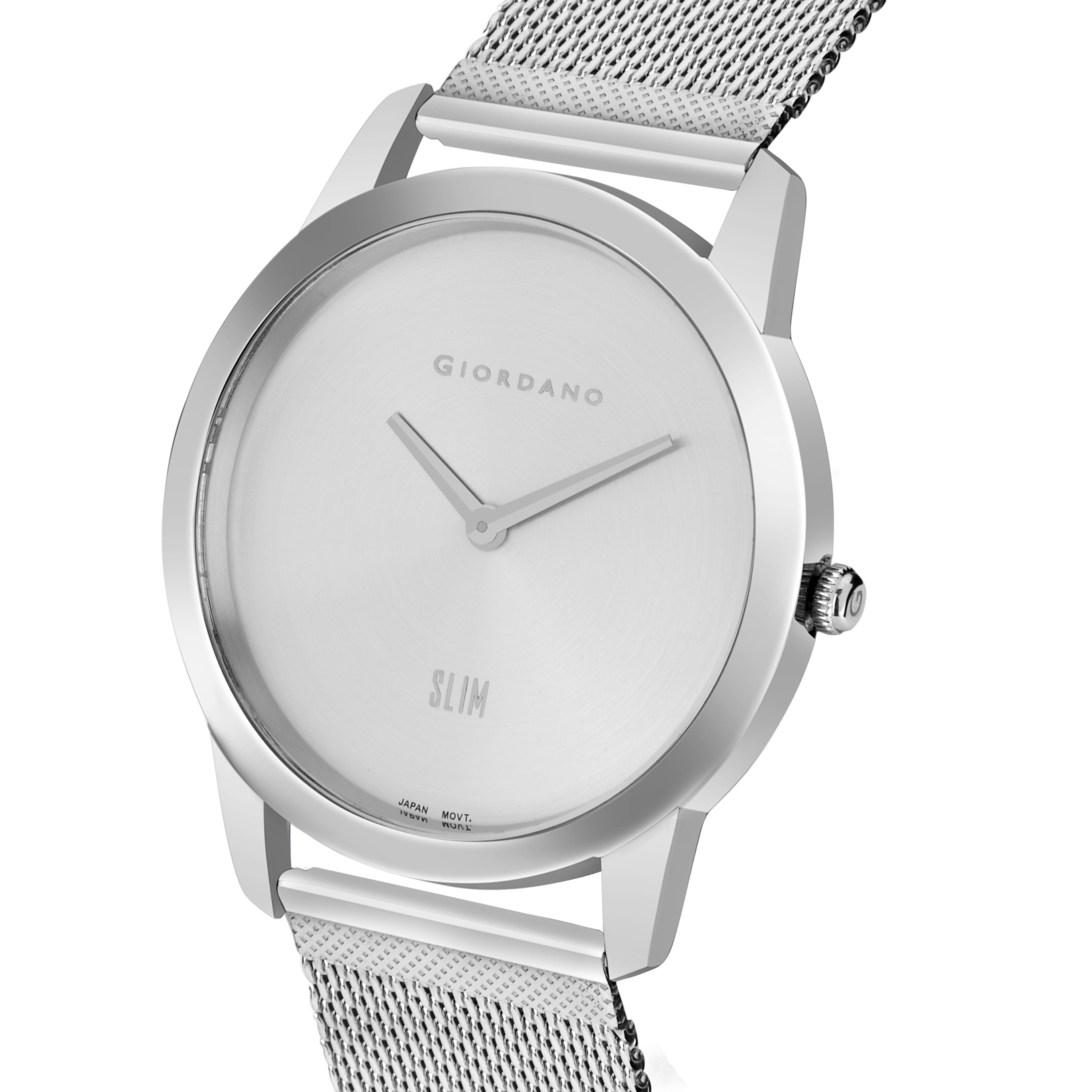 Giordano Slim Watch Collection Analog Watch for Men & Boys | Mesh Metal Band with Stainless Steel Case Round Shape Water Resistant Wrist Watch - GD-4064-11