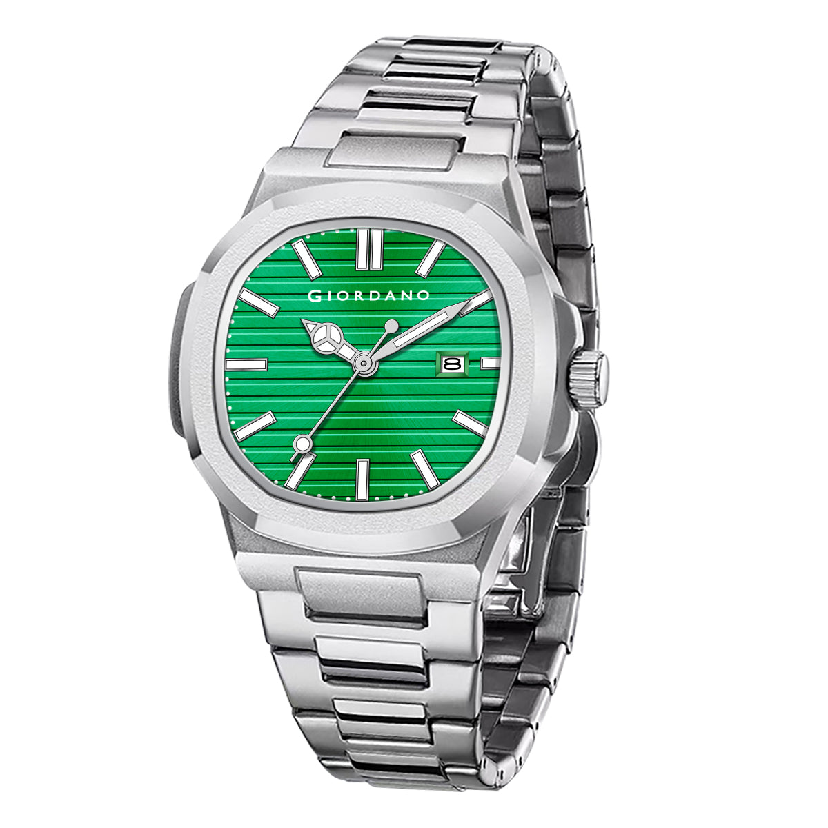 Giordano Analog Watch for Men – Textured Dial, Stainless Steel Strap, Date Display, Quartz Movement, Water Resistant | GZ-50134-44