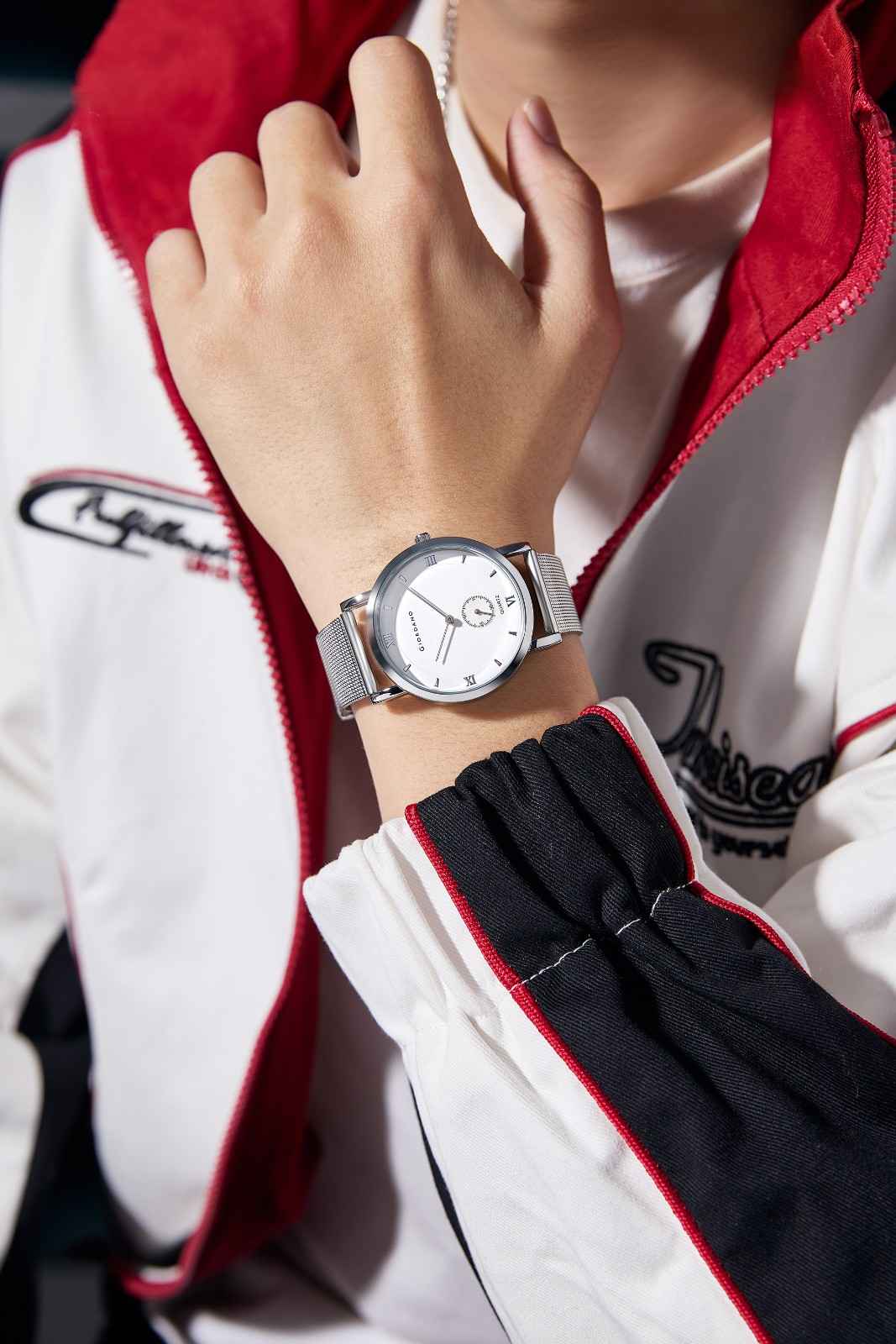 Giordano Classic Analog Quartz Watch for Men – Mesh Metal Strap, Minimalist Dial with Roman Numerals, Slim Elegant Dress Watch - GZ-50186-22