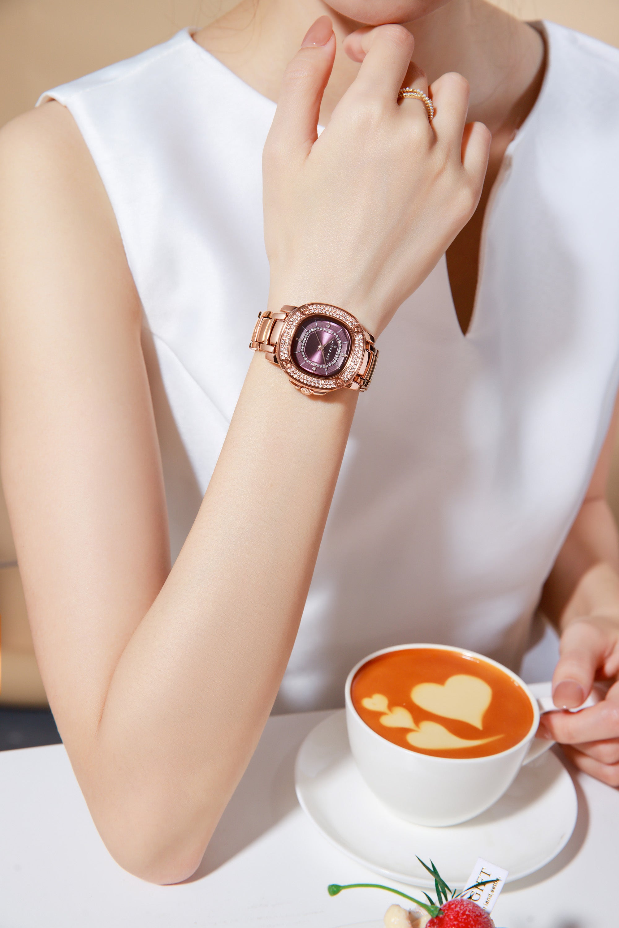 Giordano Analog dress Watch for Women with square dial , Crystal-Accented Bezel and stainless steel strap | GZ-60109-55