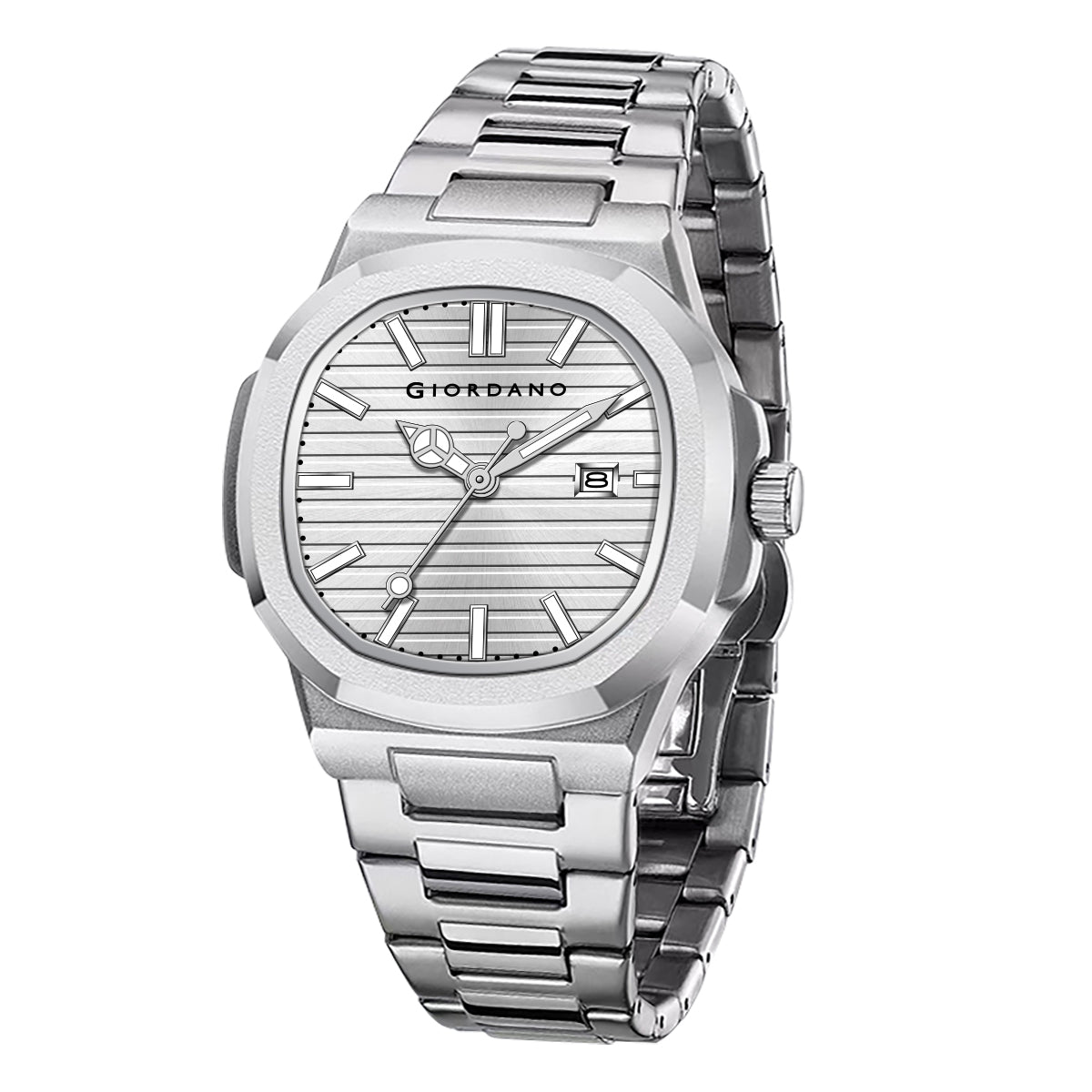 Giordano Analog Watch for Men – Textured Dial, Stainless Steel Strap, Date Display, Quartz Movement, Water Resistant | GZ-50134-33