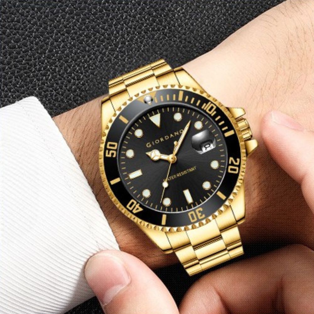 Giordano Premium Analog Watch for Men with Rotating Bezel, Stainless Steel Strap and Date Display | GZ-50006-77