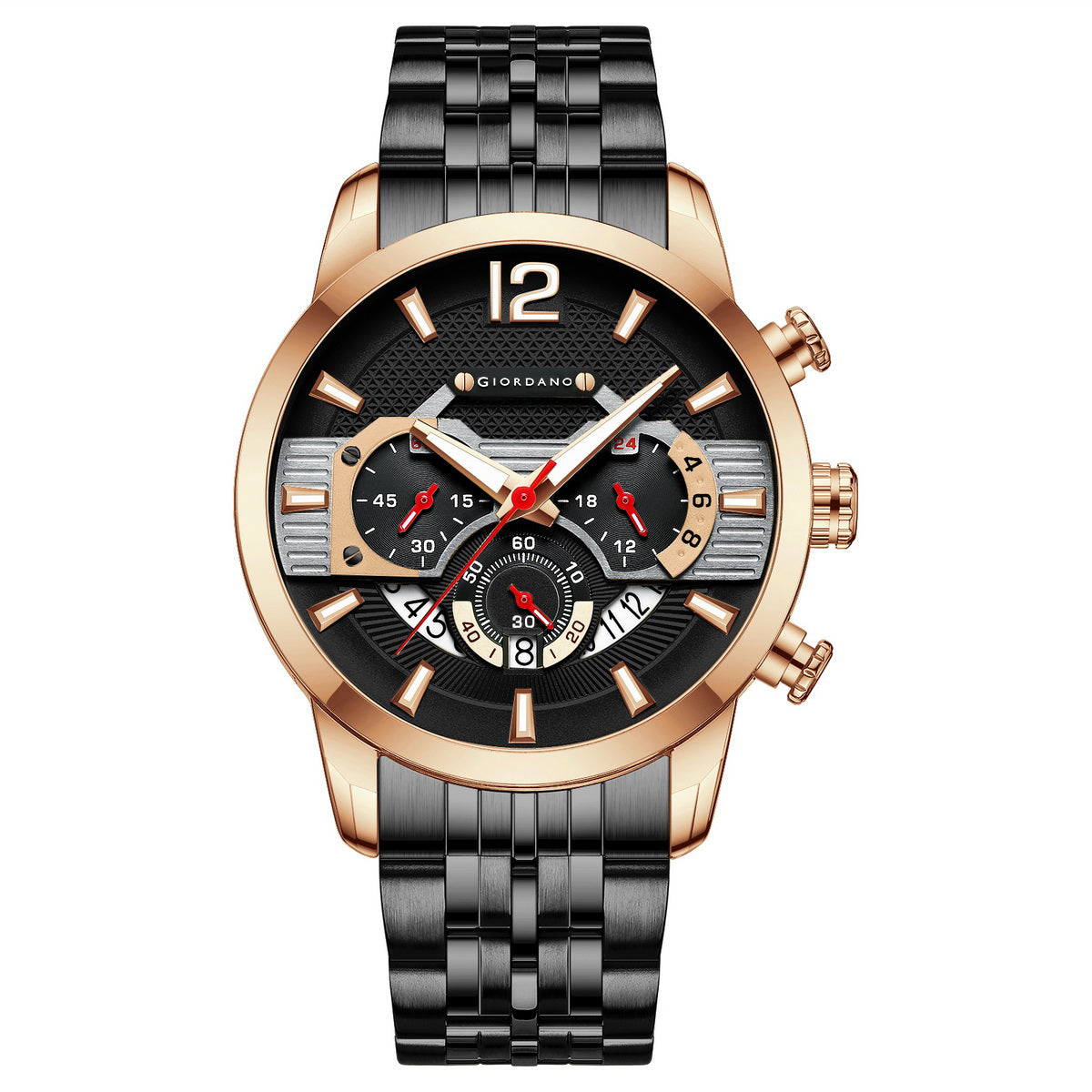 Giordano Analog Wrist Watch for Men Stylish Metal Strap with Water Resistant Multifunction Mechanism Watch GZ-50032-33