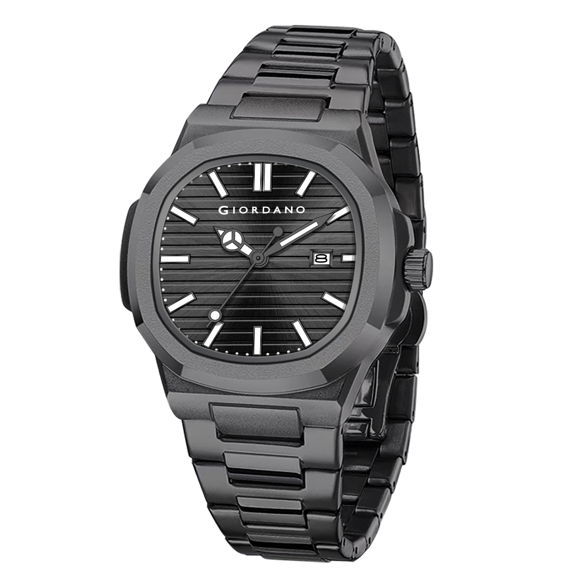 Giordano Analog Watch for Men – Textured Dial, Stainless Steel Strap, Date Display, Quartz Movement, Water Resistant | GZ-50134-11