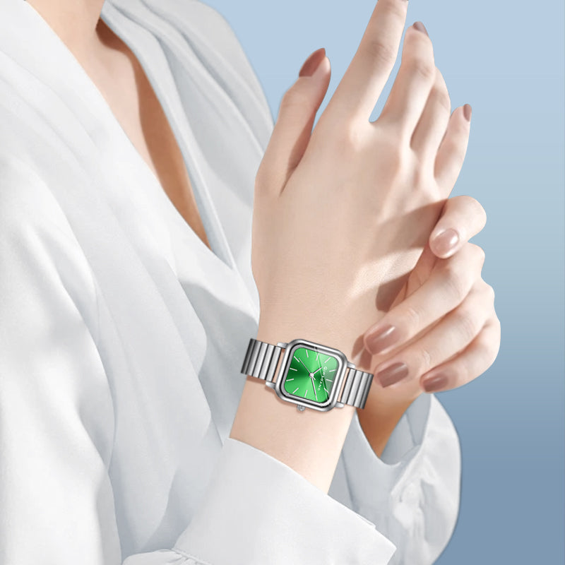 Giordano Classic Square Watch for Women – Polished Stainless Steel Strap, Minimalist Compact Design | GZ-60098-33