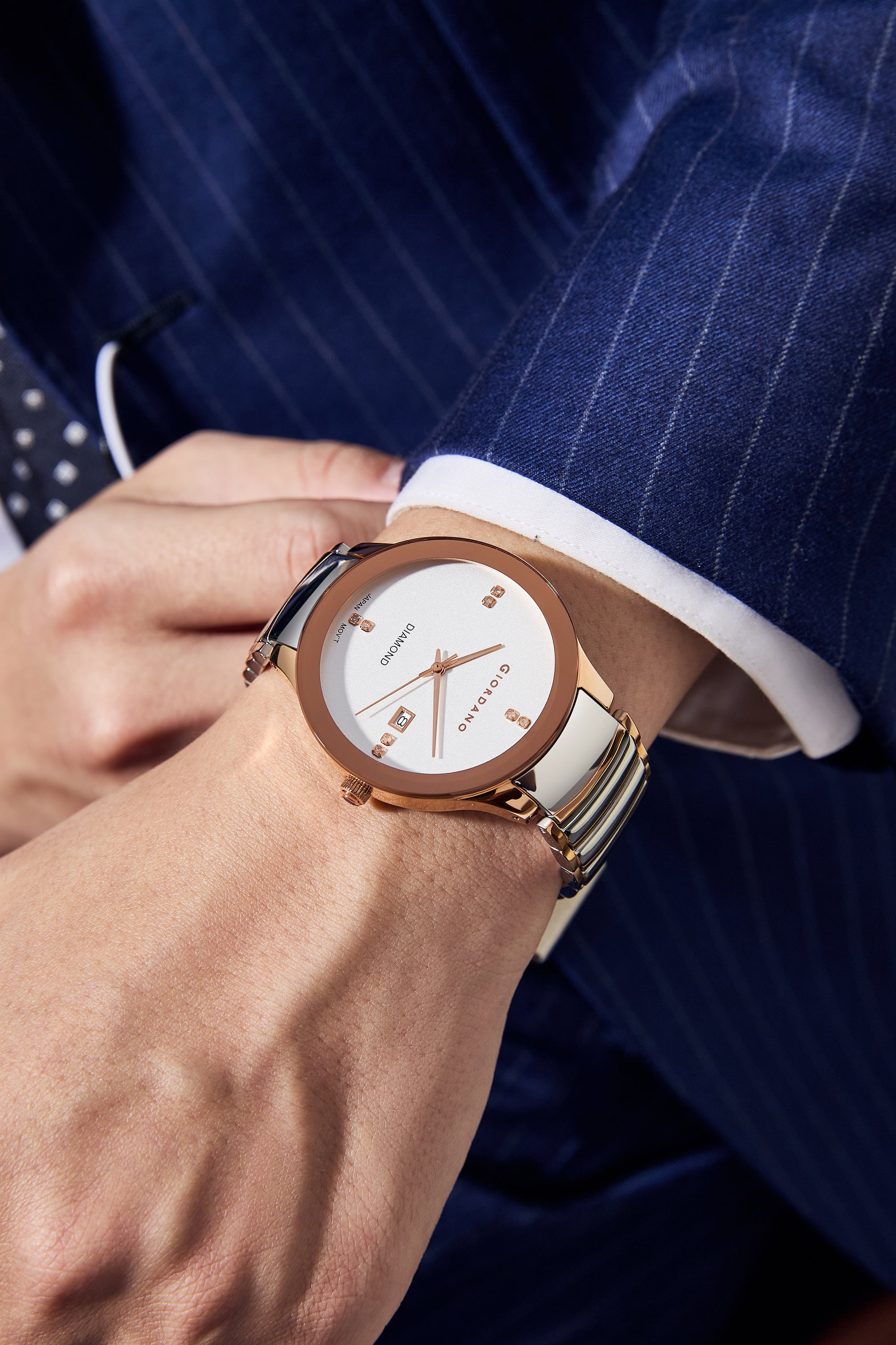 Giordano Classic Analog Watch for Men with Diamond Accents and Stainless Steel Strap GZ-50102-11