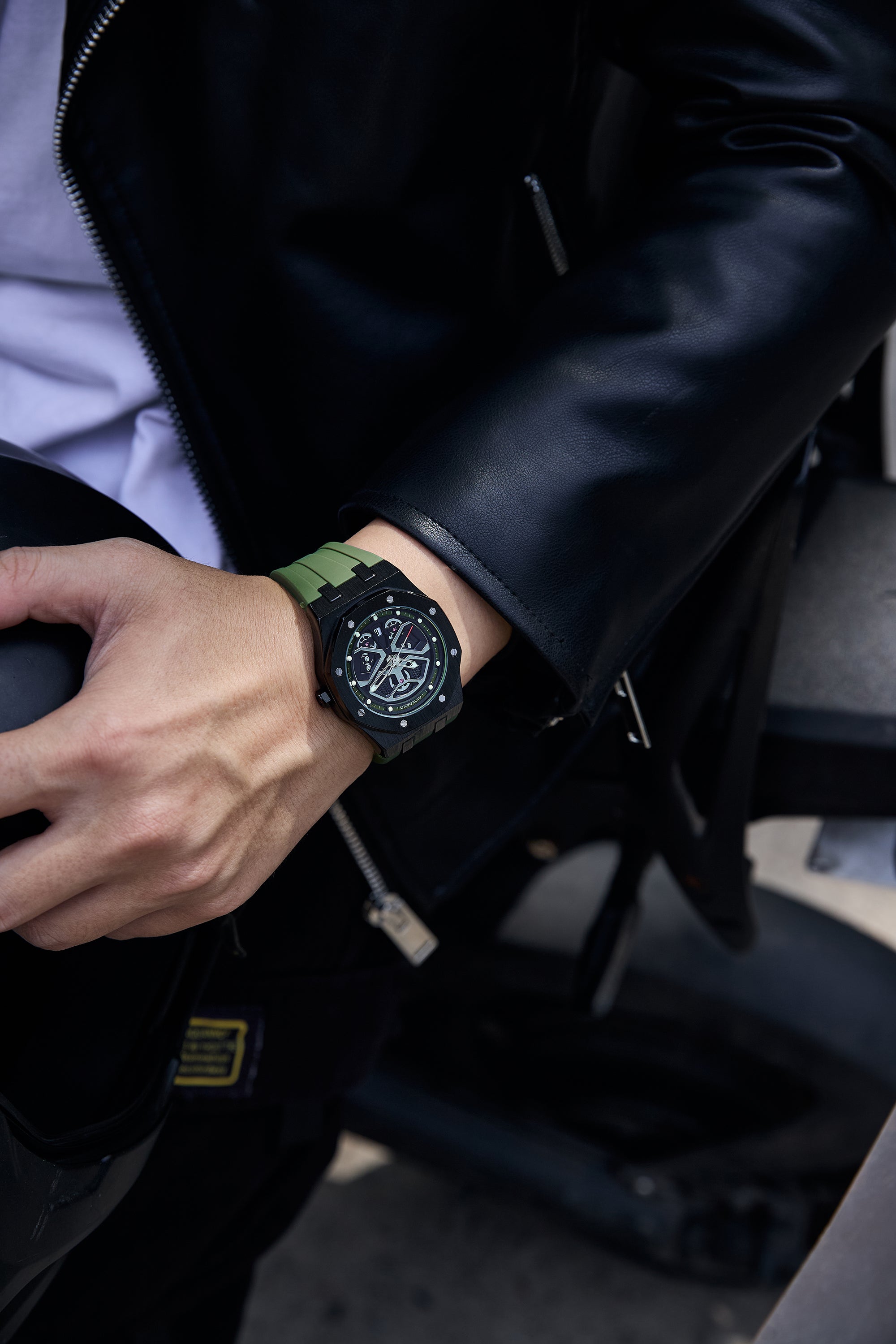 Giordano Skeleton style Dial Analog Watch for Men– Luxury Sport Watch with Silicone Strap & Brushed Metal Case – Bold & Modern Design | GZ-50146-03