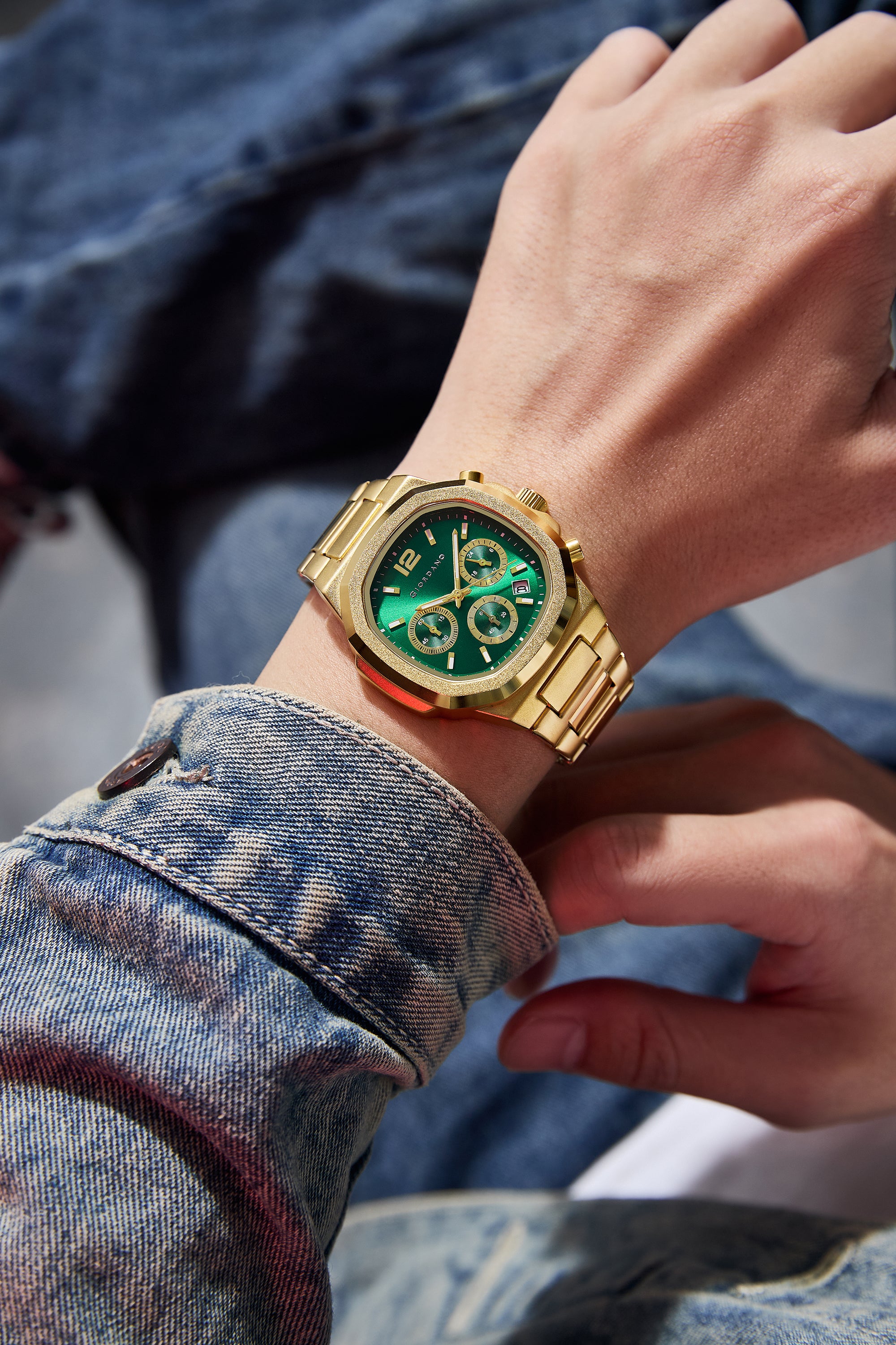 Giordano Modern Multifunctional Watch for Men with Octagonal dial , Date Display and stainless steel strap | GZ-50148-44