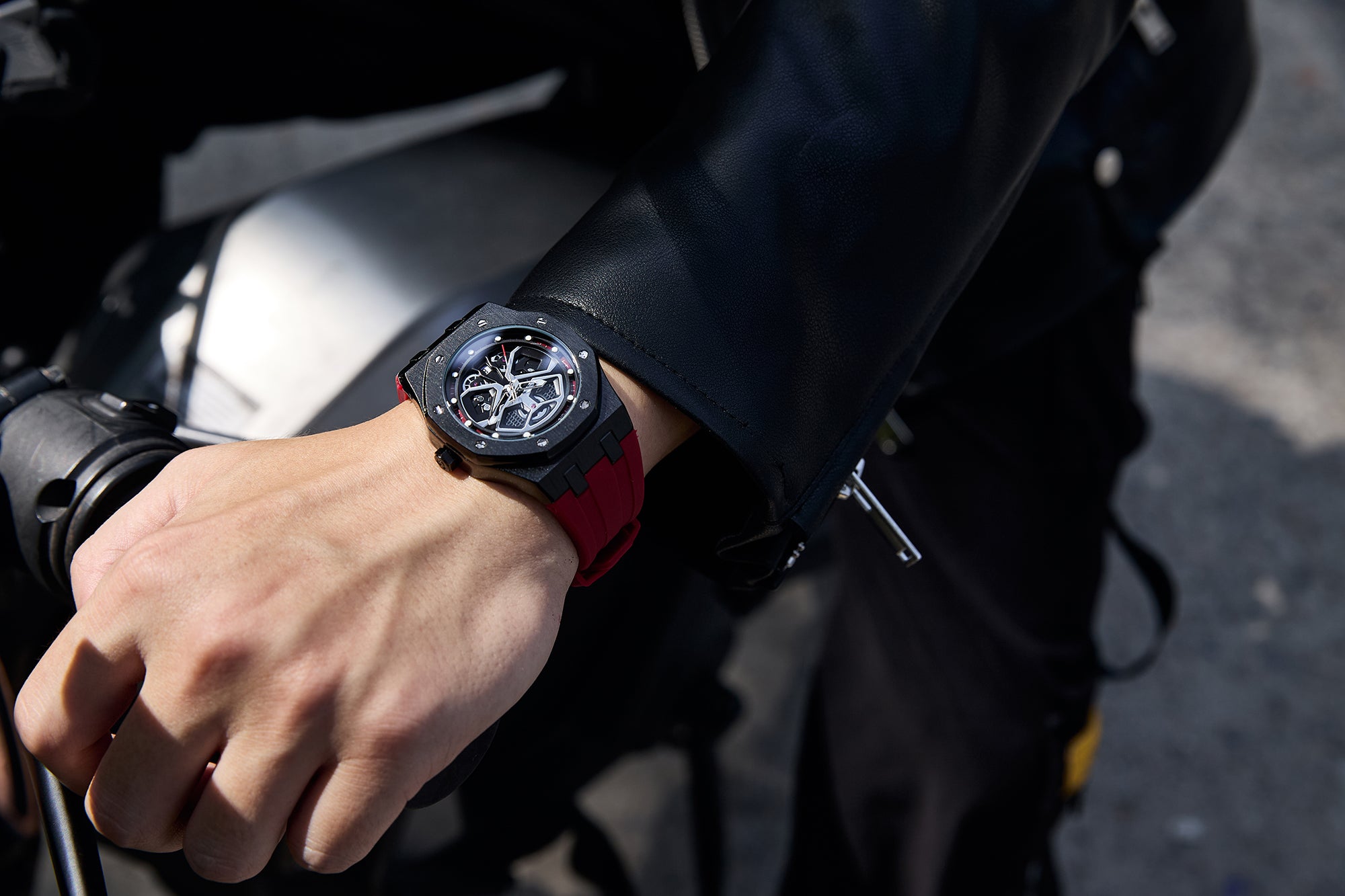 Giordano Skeleton style Dial Analog Watch for Men– Luxury Sport Watch with Silicone Strap & Brushed Metal Case – Bold & Modern Design | GZ-50146-04