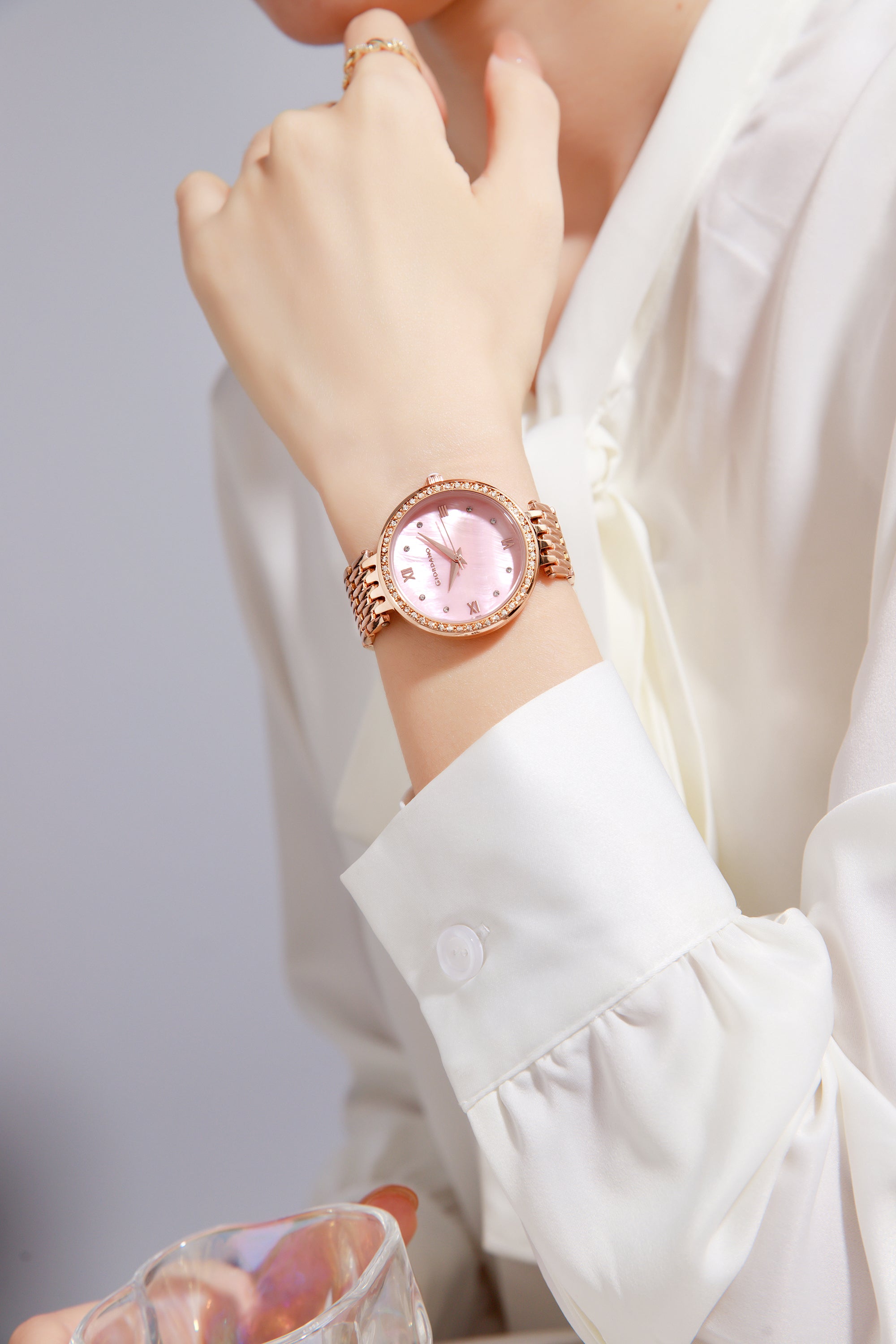 Giordano Analog Watch for Women with Stainless Steel Strap and Crystal Embellished Bezel, Roman Numerals | A2060-33