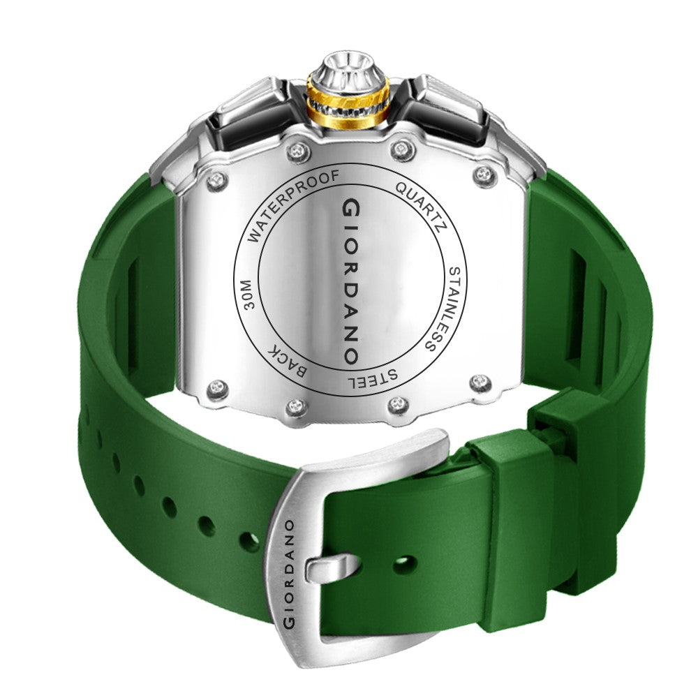 Giordano SPYDER Multifunction Watch - with Day, Date, and 24-Hour Sub-Dials | Water Resistant Square dial Unique Design Wrist Watch for Man | Best Gift for Males - GZ-50120-06