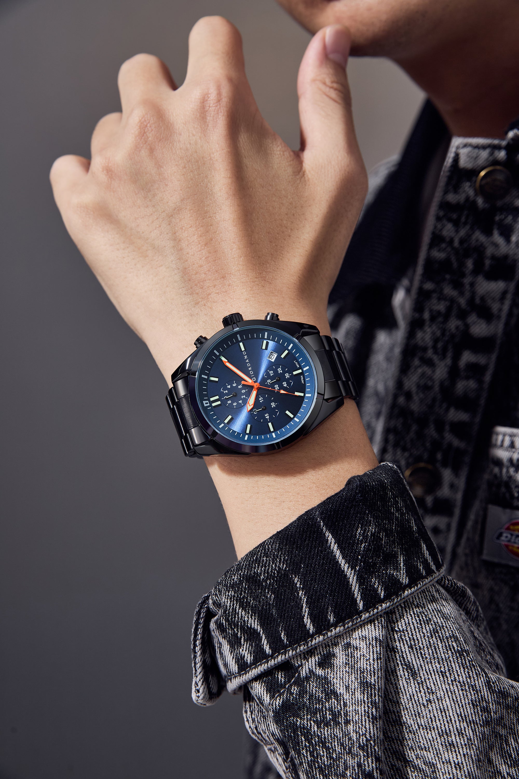 Giordano Multi Function Watch for Men with Round dial, Luminous Hands and Stainless Steel Strap | GZ-50096-22