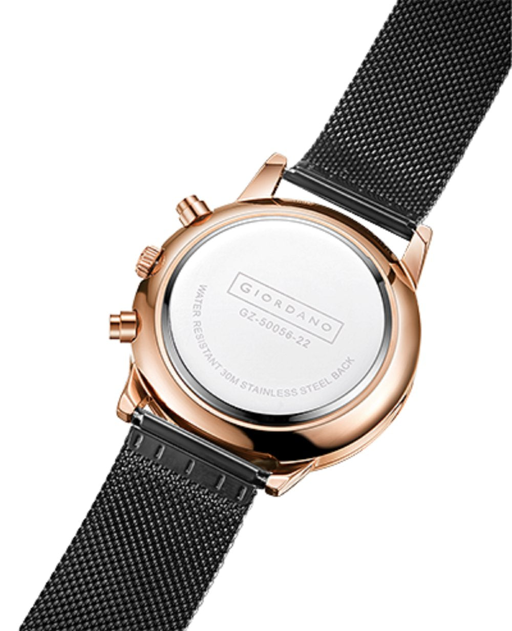 Giordano Black  Stylish Multifunctional Watch for Men with Roman Indices and Stainless Steel Strap  GZ-50056-22