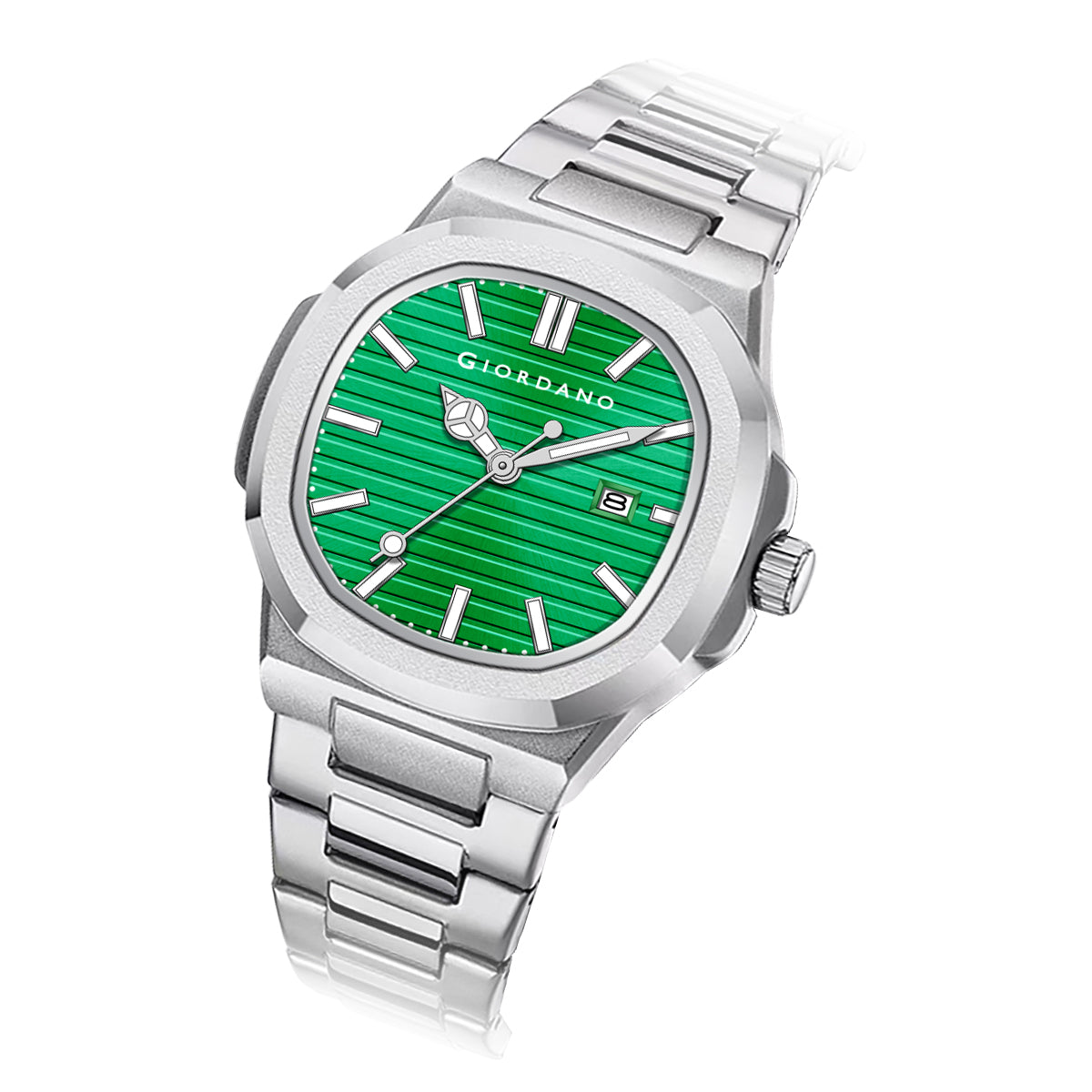 Giordano Analog Watch for Men – Textured Dial, Stainless Steel Strap, Date Display, Quartz Movement, Water Resistant | GZ-50134-44