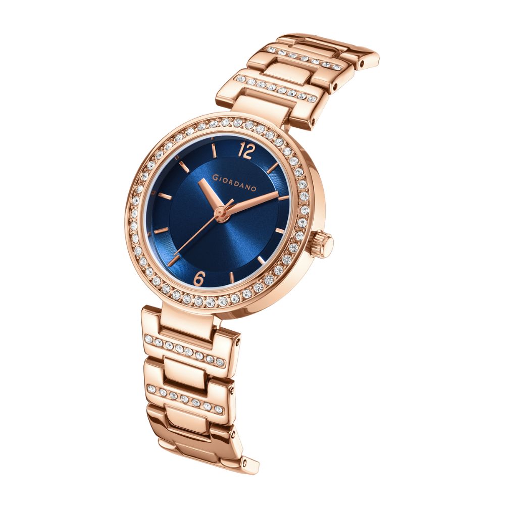 Giordano Eleganza Collection Analog Watch for Women with Diamond Studded Case and Urban Fashion Metal Strap Ladies Wrist Watch Gift for Women GD4051-44
