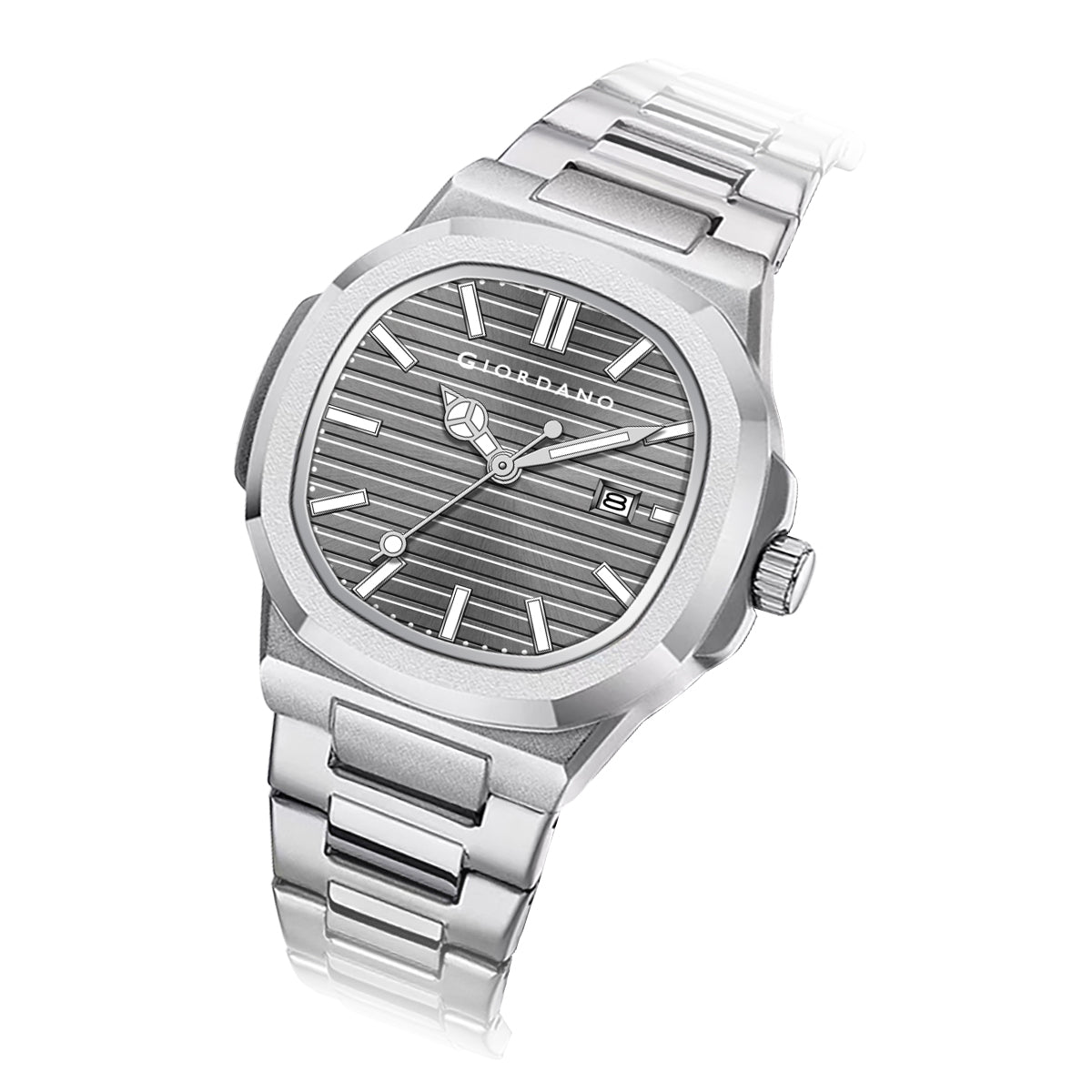 Giordano Analog Watch for Men – Textured Dial, Stainless Steel Strap, Date Display, Quartz Movement, Water Resistant | GZ-50134-66