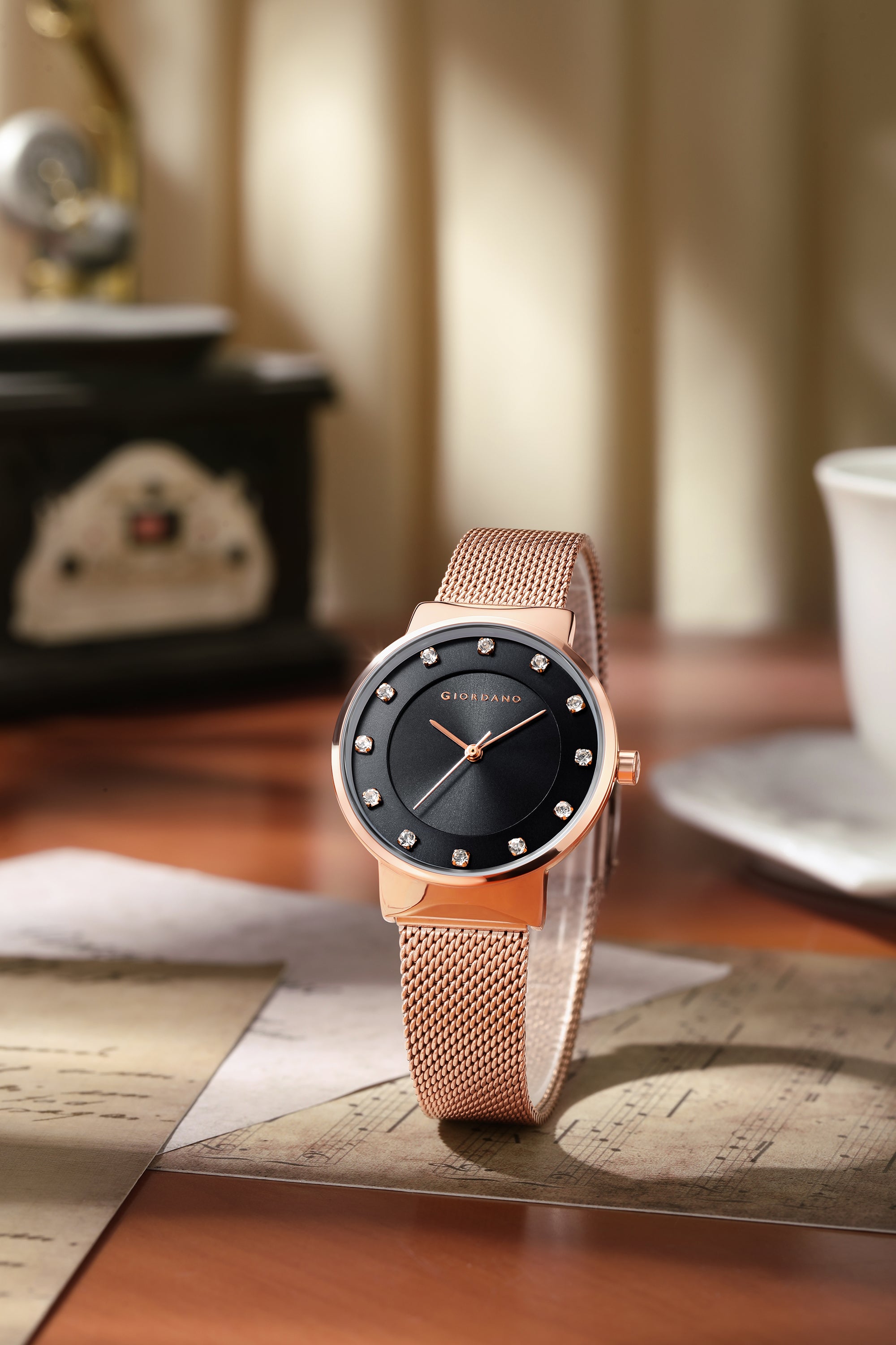 Giordano Analog Stylish Watch for Women | Water Resistant Simple and Fashion Watch Round Shape with Stainless Steel Case Wrist Watch for Ladies & Girls | Ideal Gift for Female - A2062-11