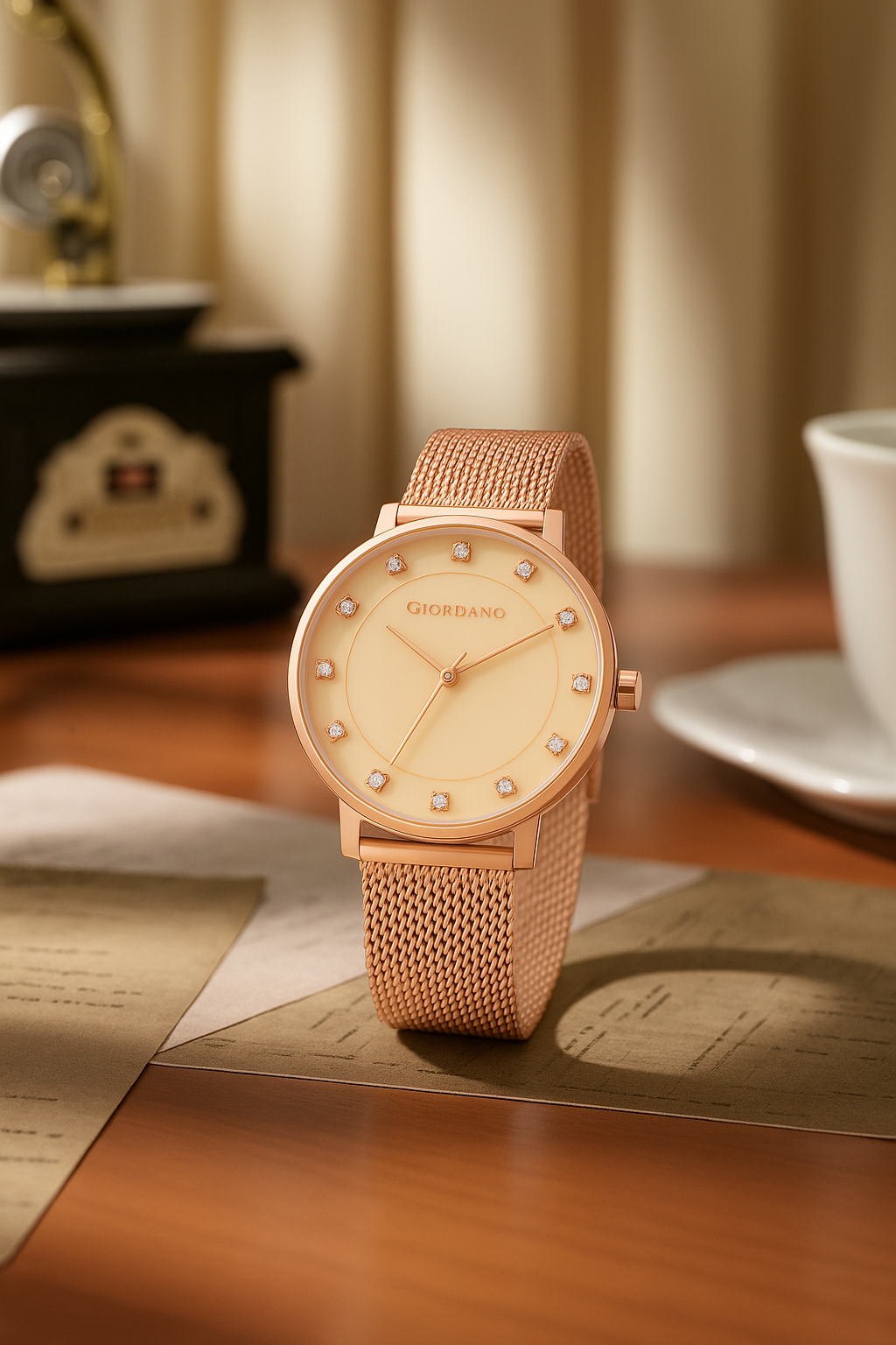 Giordano Analog Stylish Watch for Women | Water Resistant Simple and Fashion Watch Round Shape with Stainless Steel Case Wrist Watch for Ladies & Girls | Ideal Gift for Female - A2062-33